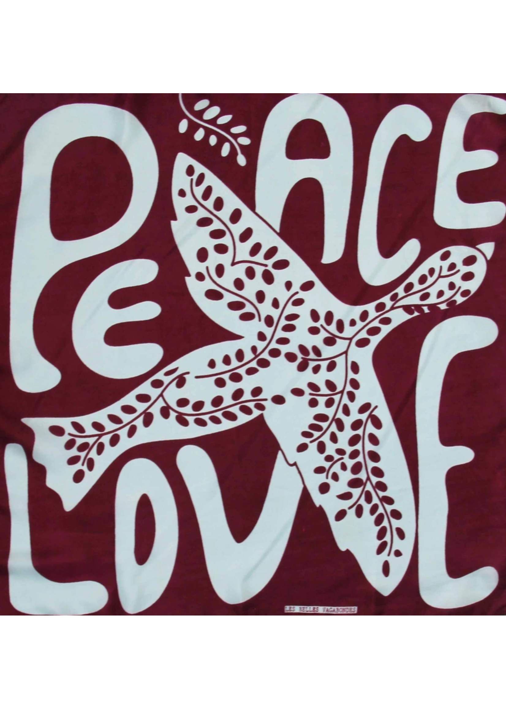 LBV 100% Pure Silk Mini Scarf Peace and Love Bordeaux