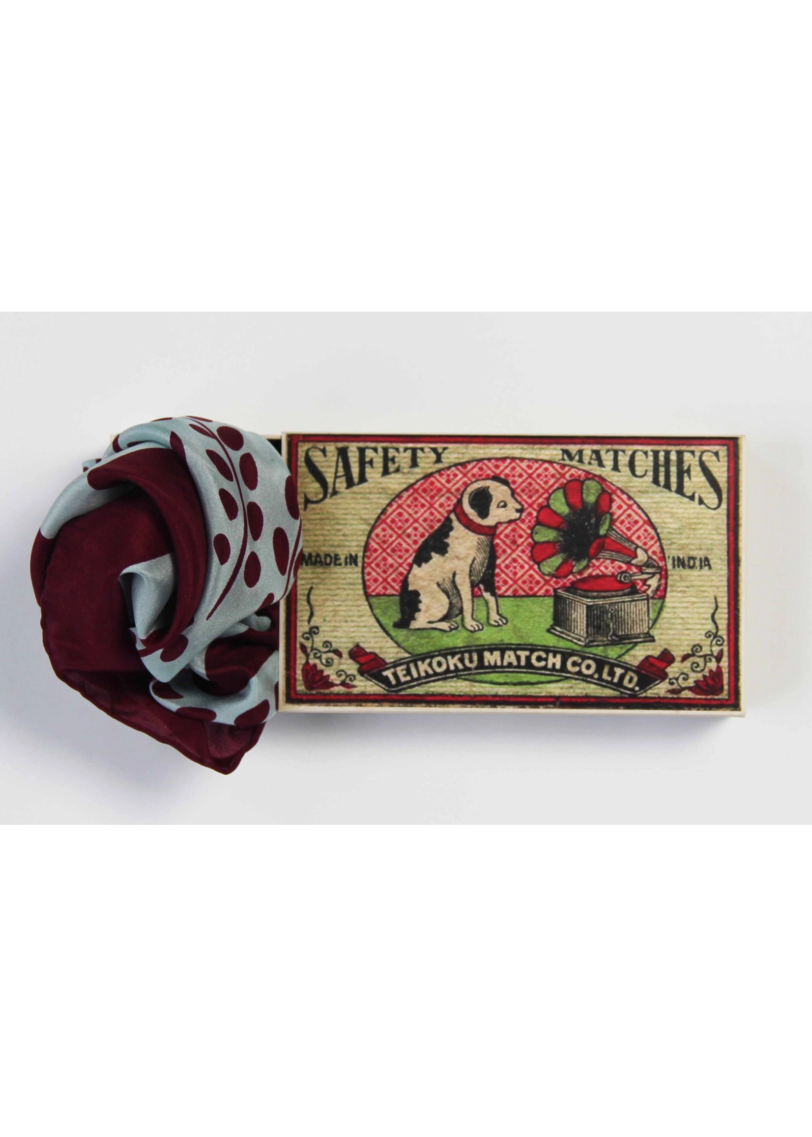 LBV 100% Pure Silk Mini Scarf Peace and Love Bordeaux