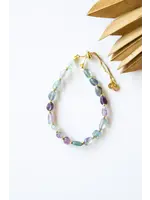 Bali Queen Bracelet Gold Pull - Rainbow Fluorite
