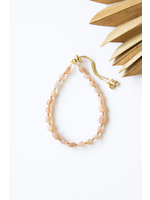 Bali Queen Bracelet Gold Pull - Peach Moonstone