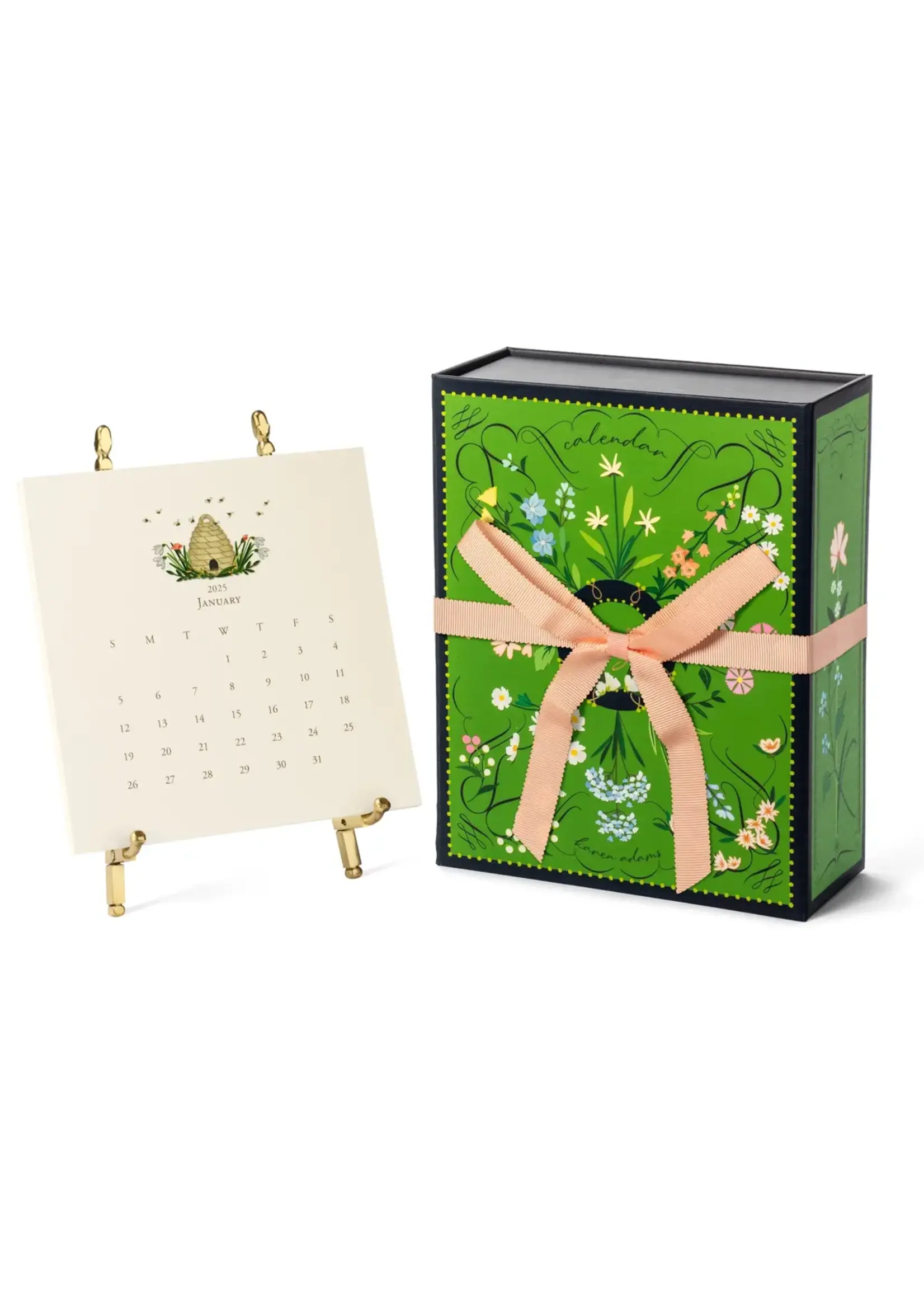 CAL2025 Classic Desk Calendar | Gold Easel