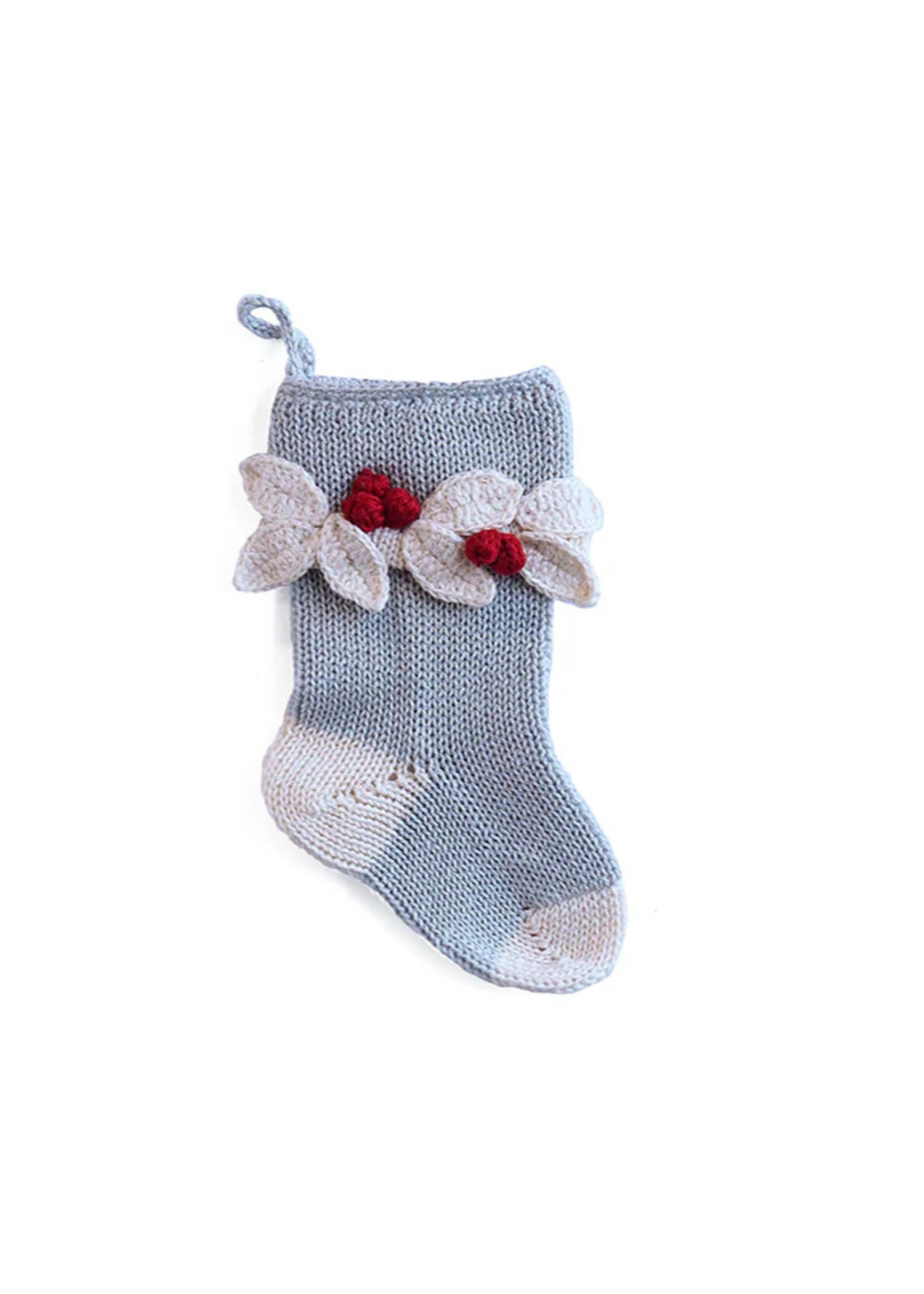 MELANGE Mini Holly Leaf Stocking - Grey
