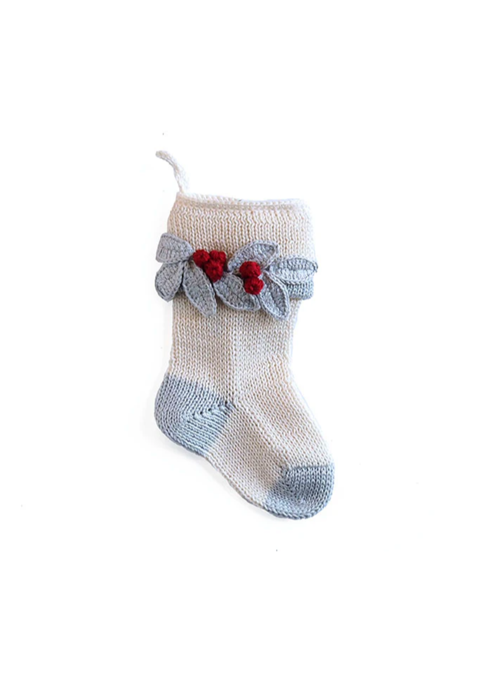 MELANGE Mini Holly Leaf Stocking - Ecru