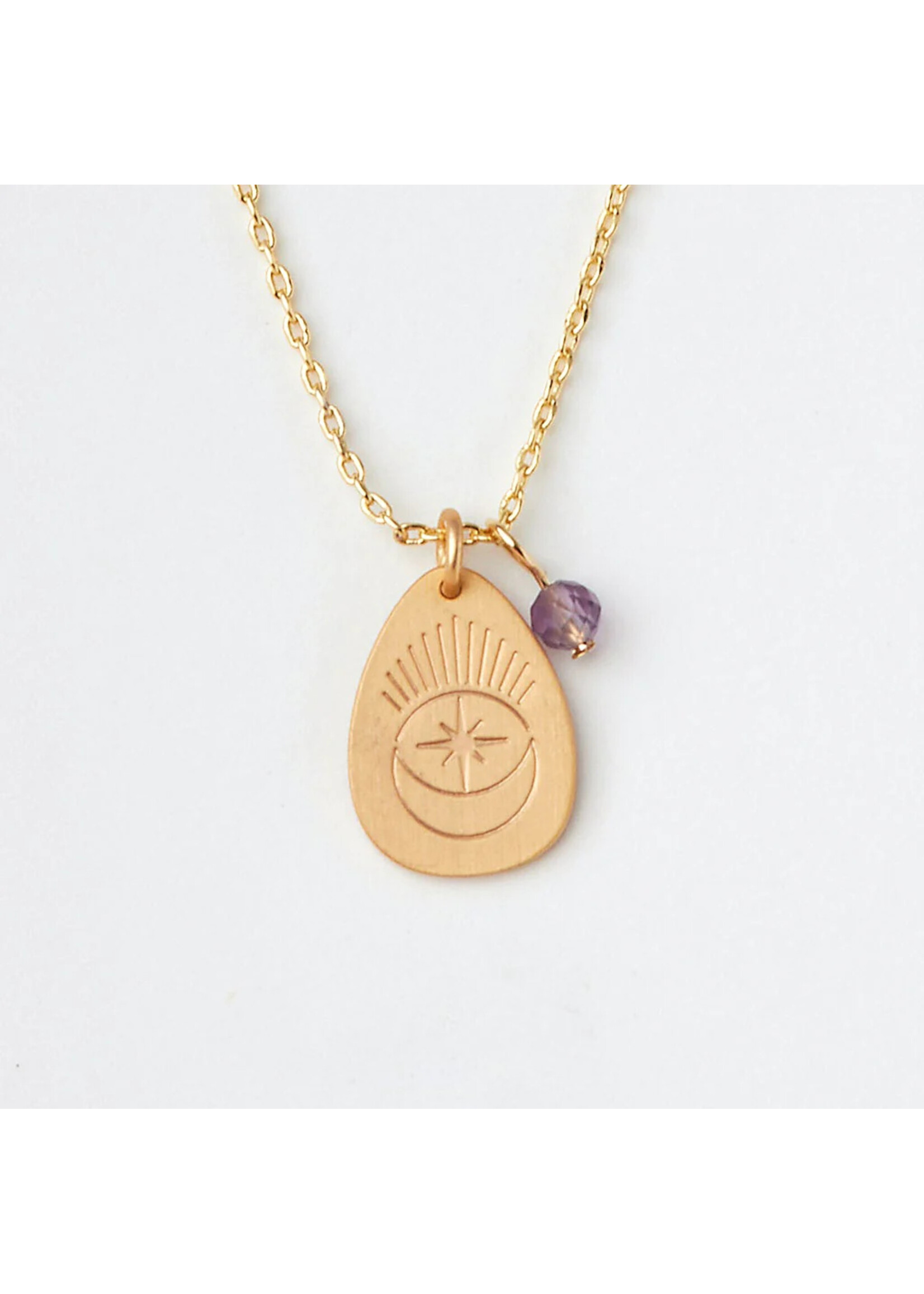 Intention Charm Necklace - Amethyst/Gold
