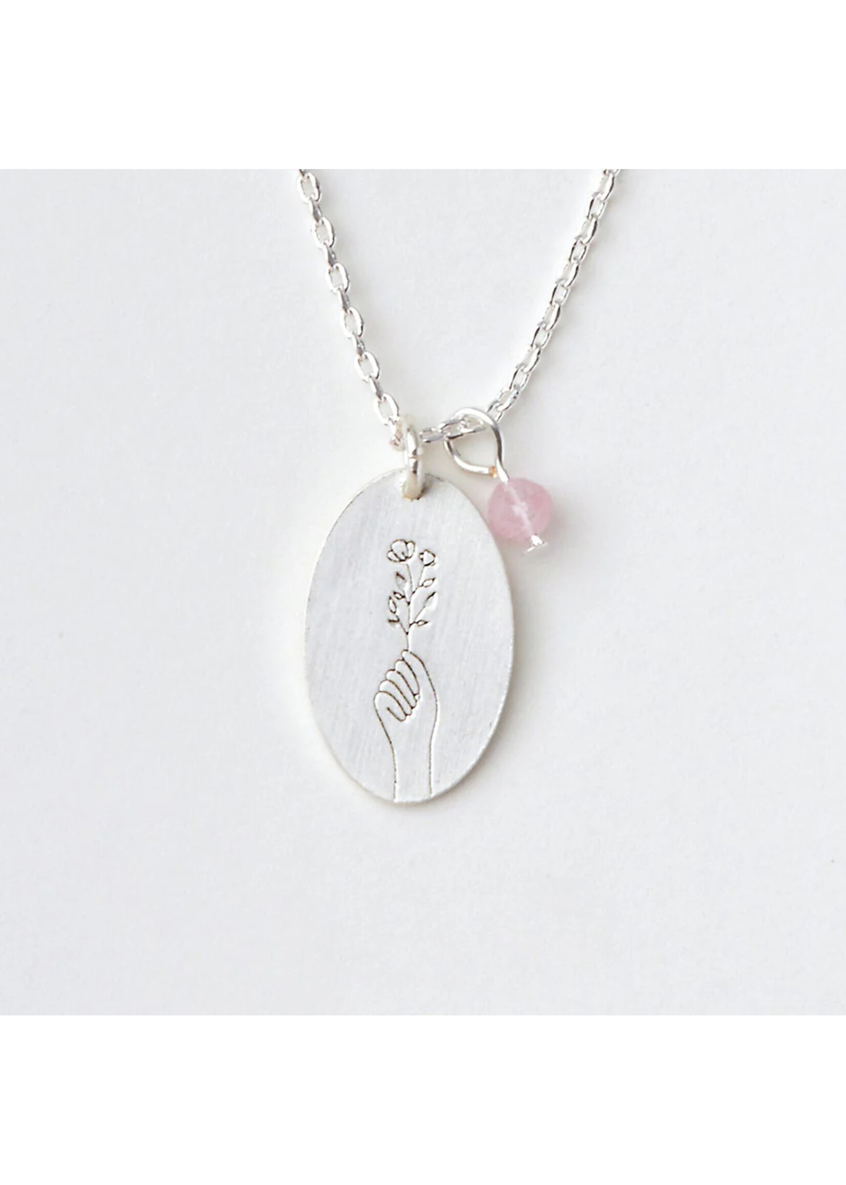 Intention Charm Necklace - Love Rose Quartz/Silver