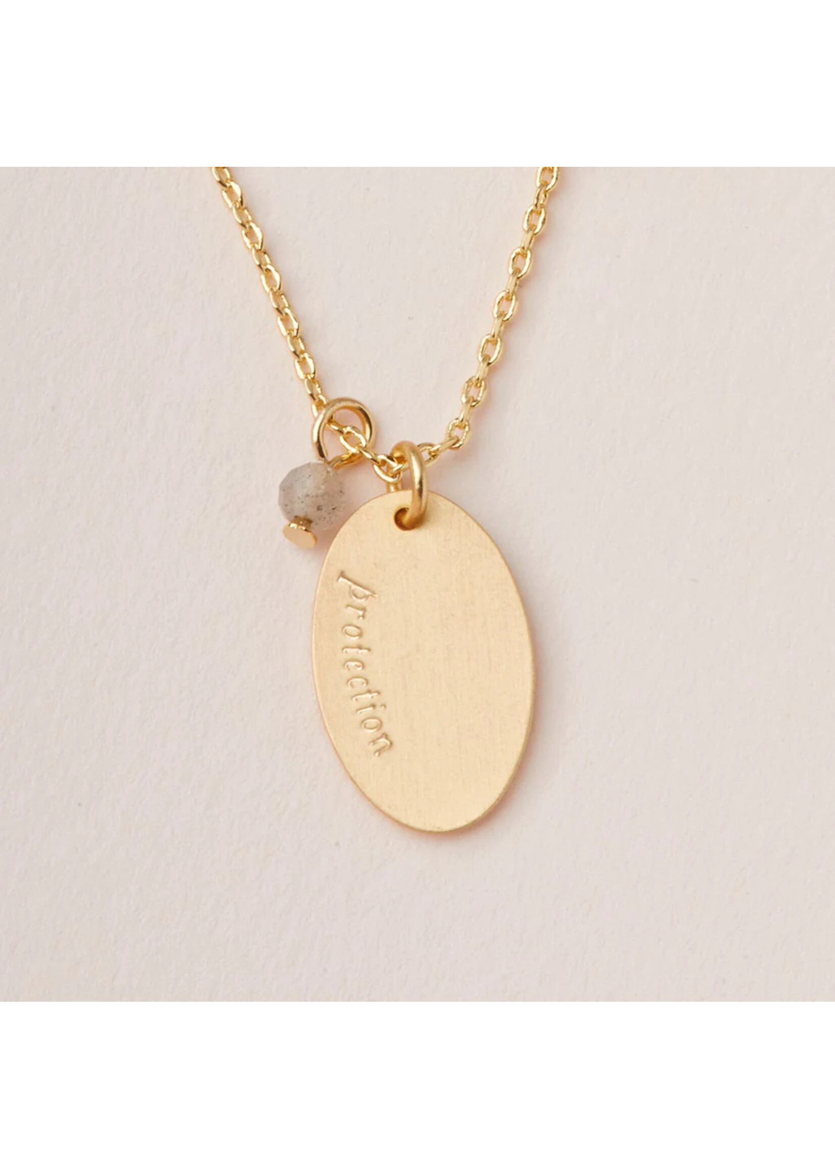 Intention Charm Necklace - Proctection Labradorite/Gold