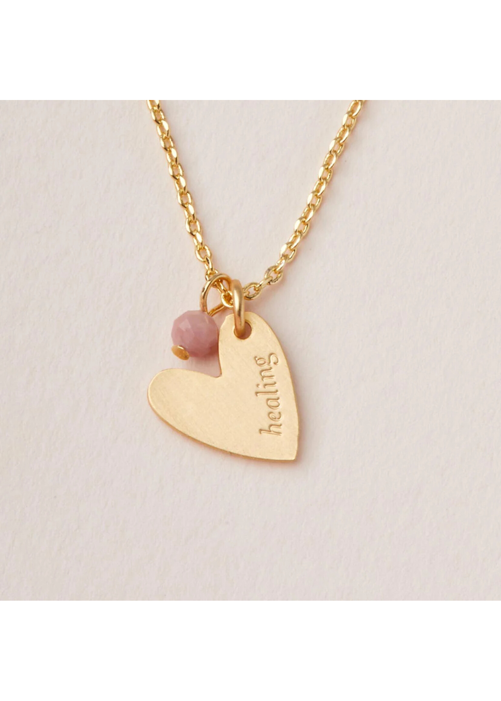 Intention Charm Necklace - Healing Rhodonite/Gold