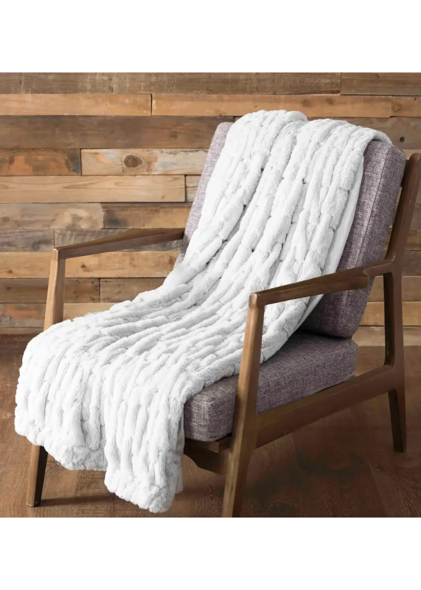 Ice Silver Faux Fur Throw