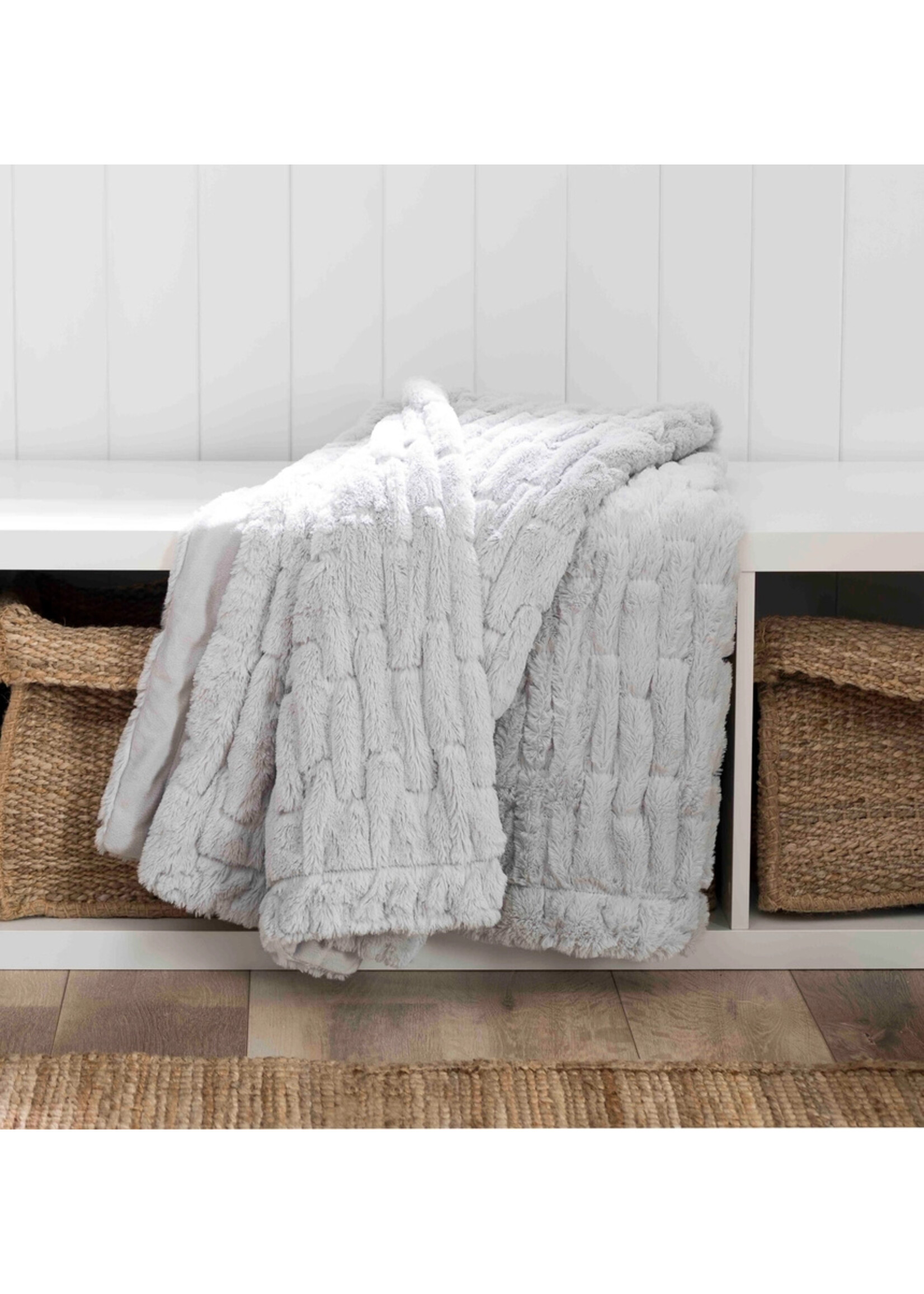 Ice Silver Faux Fur Throw