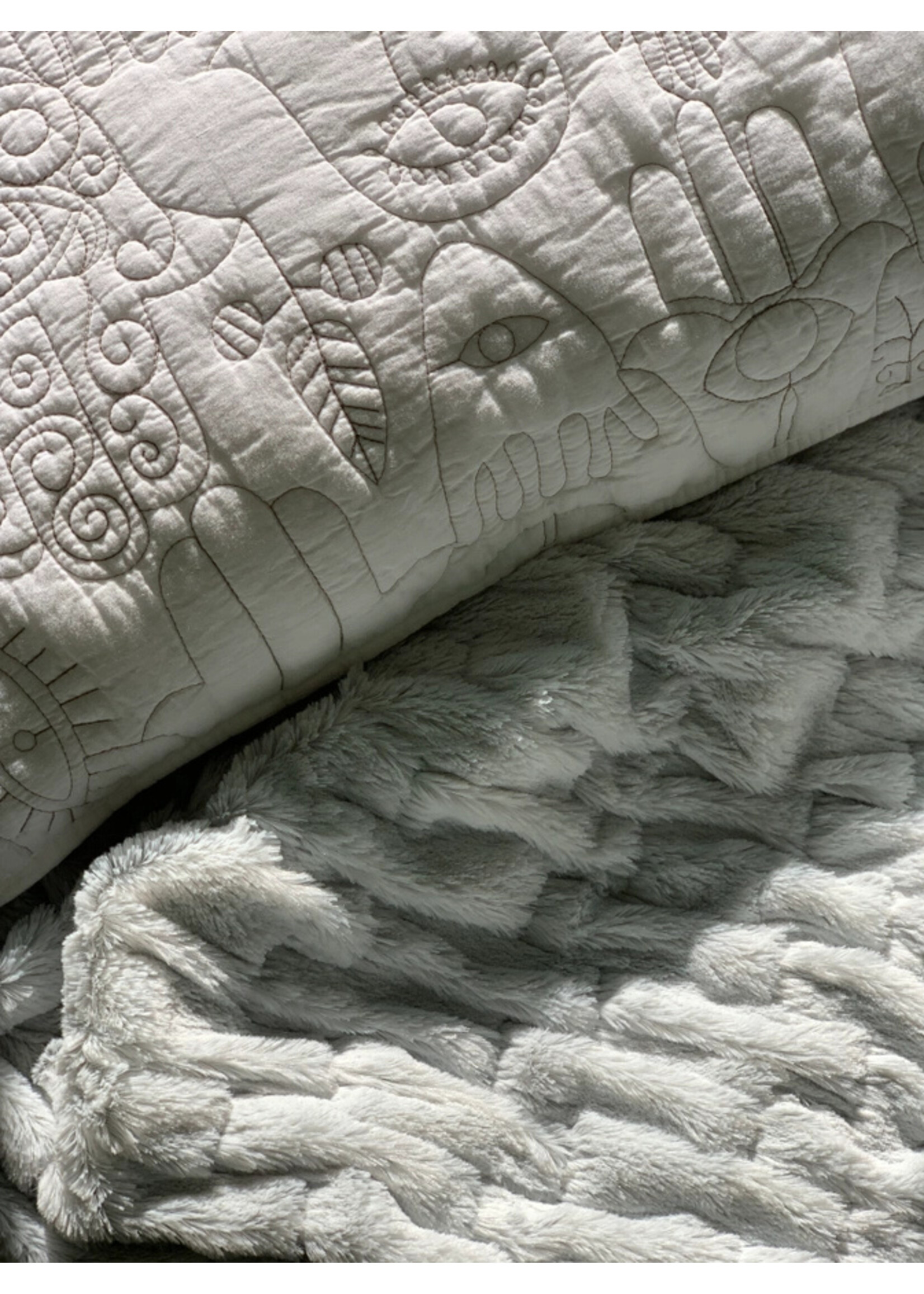 Ice Silver Faux Fur Throw