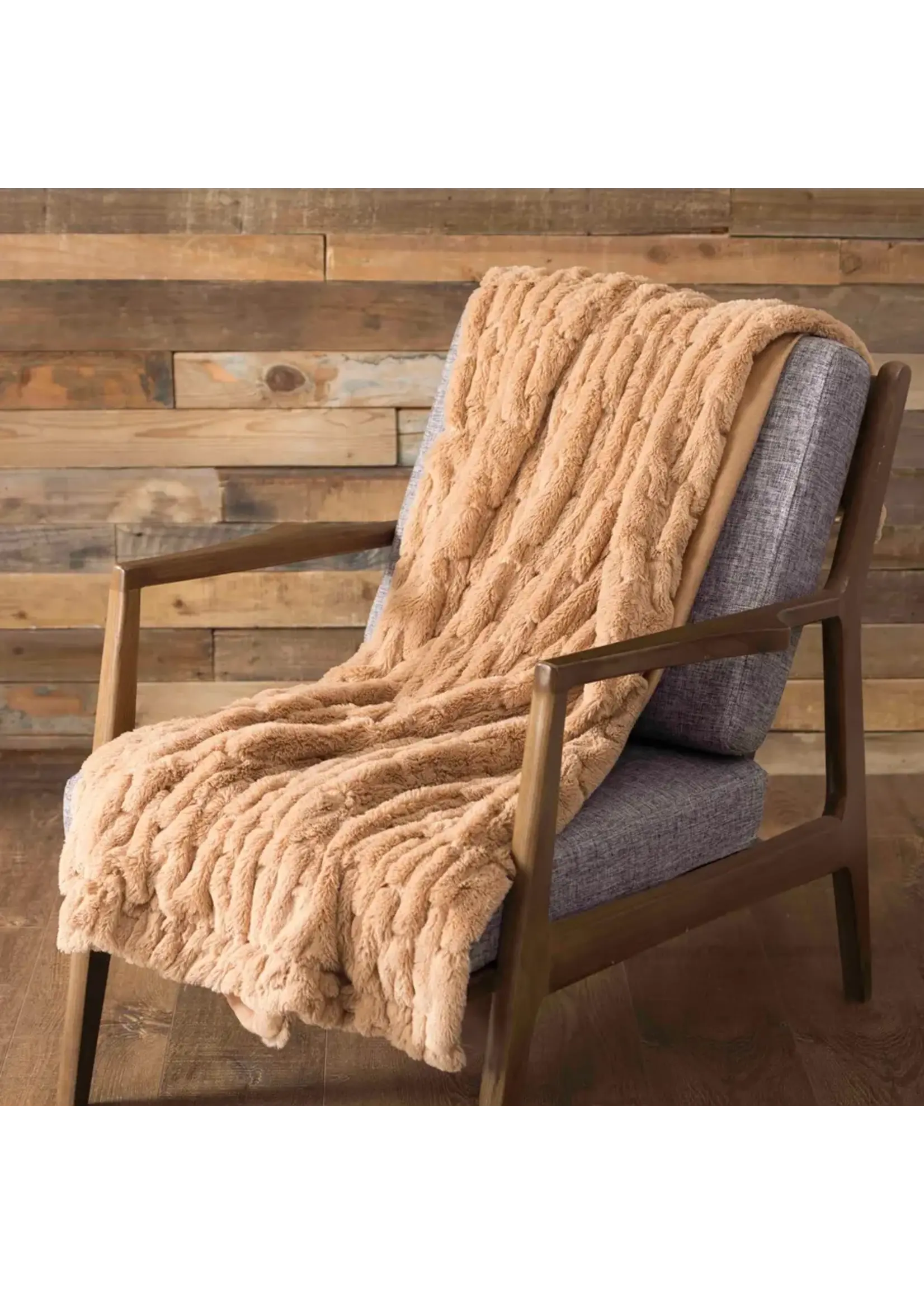 Camel Faux Fur Throw