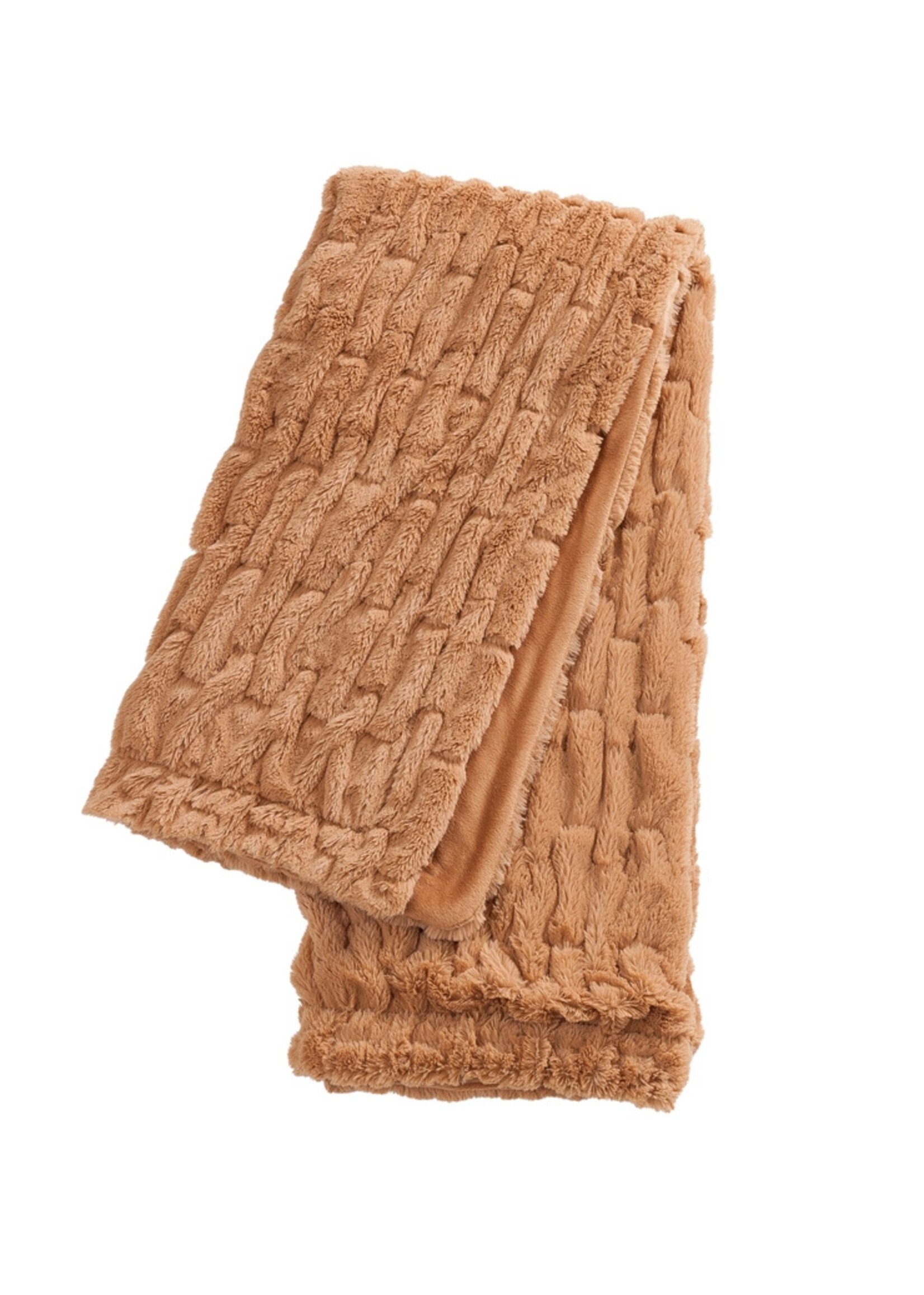 Camel Faux Fur Throw
