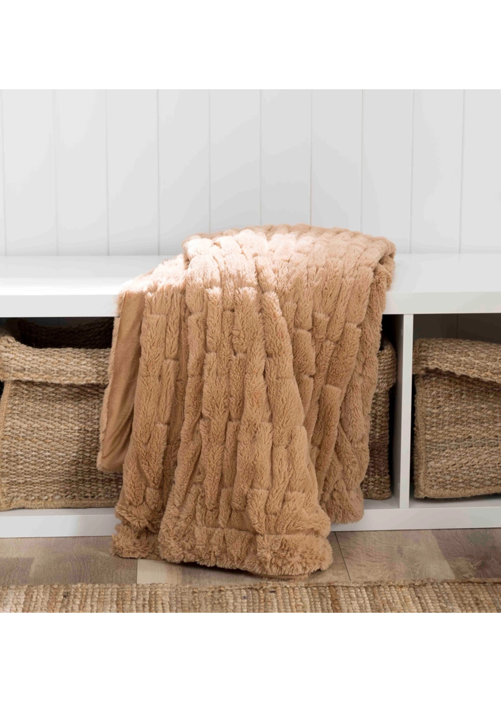 Camel Faux Fur Throw