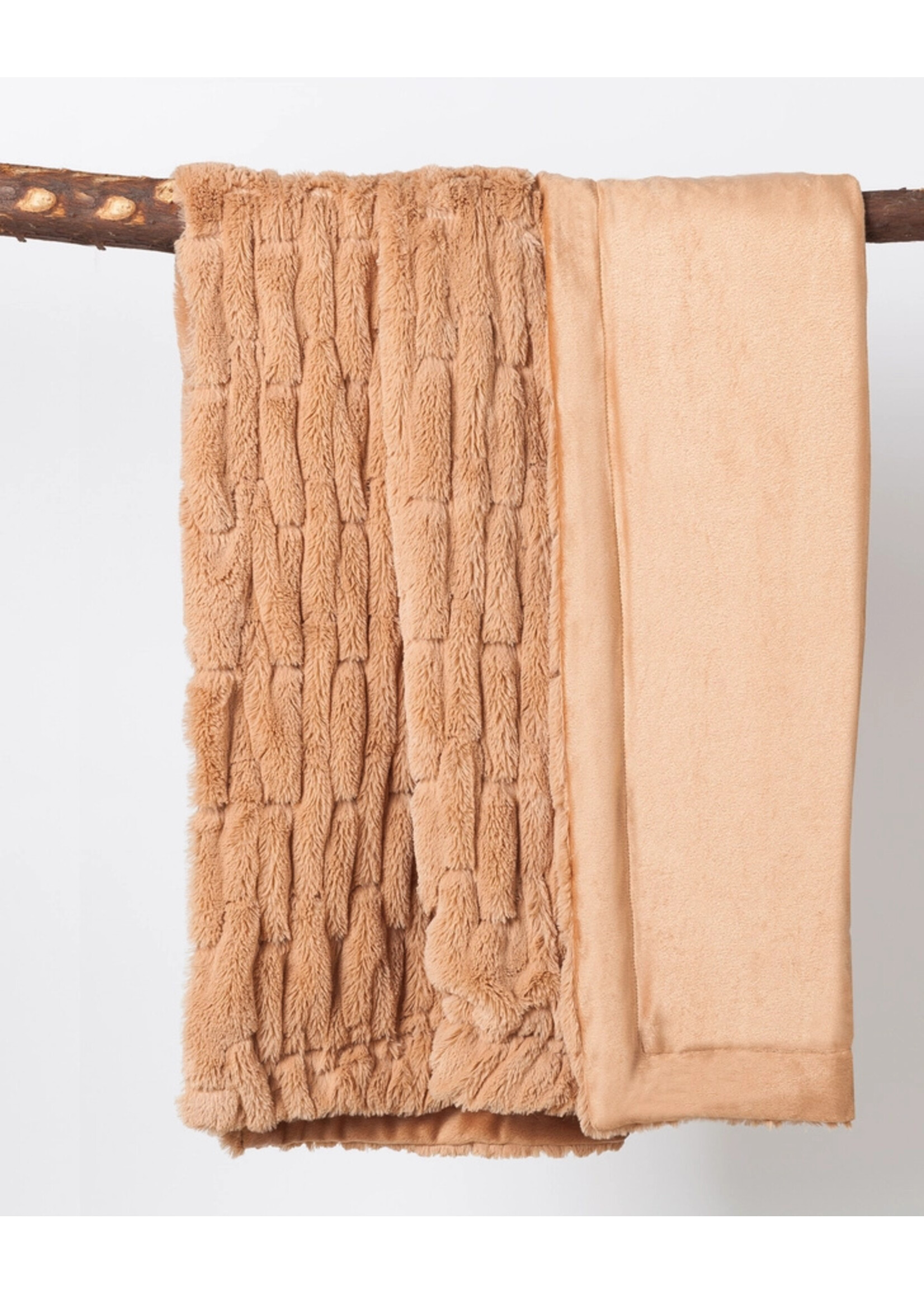 Camel Faux Fur Throw