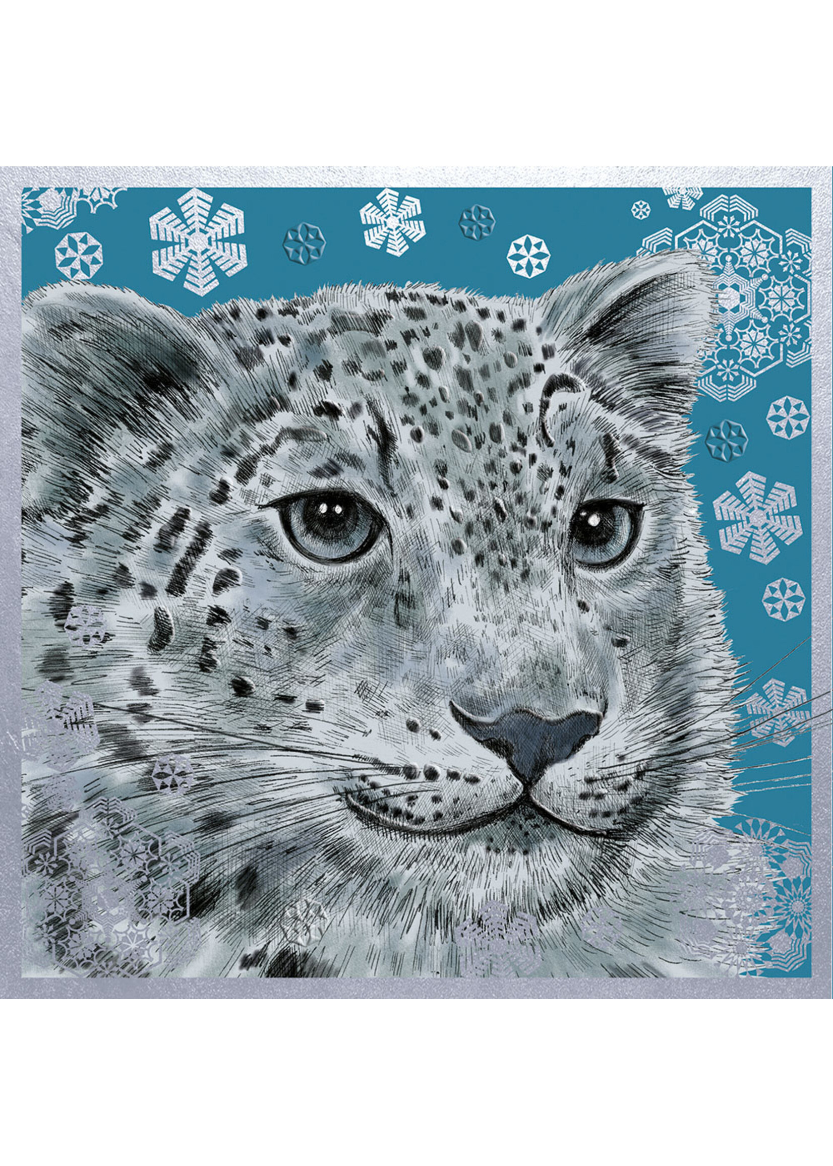 N&Q Christmas Cards Snow Leopard 5ct