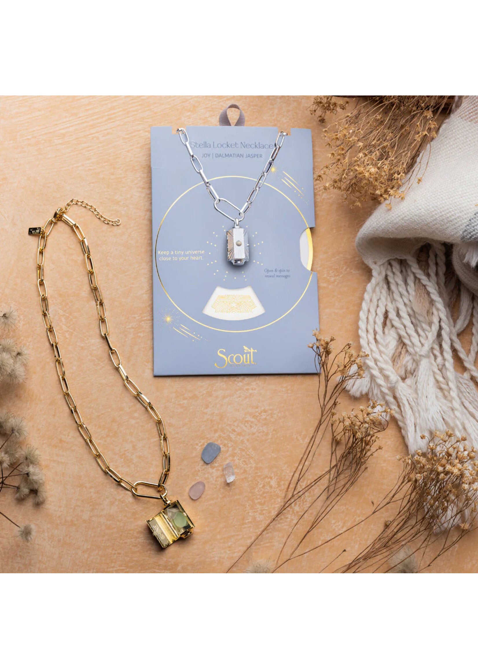 Scout Stella Locket Necklace - Peace/Aqua Terra/Silver