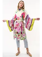 Aratta Tropical Mood Hand-beaded Kimono | Ivory Parrots / One Size