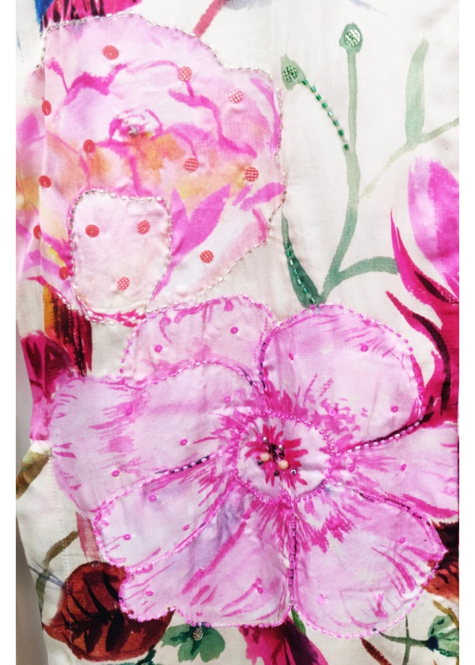 Aratta Tropical Mood Hand-beaded Kimono | Ivory Parrots / One Size