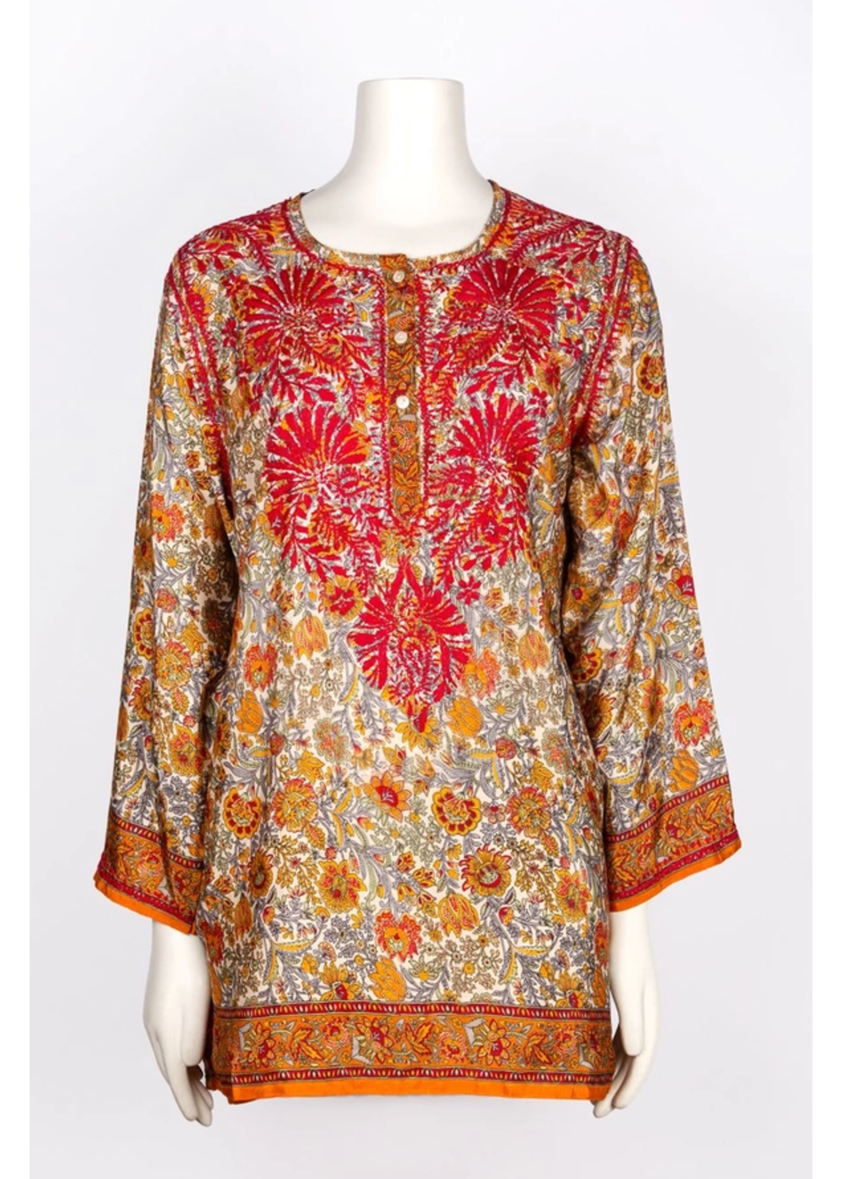 Dolma Embroidered Tunic Red & Orange