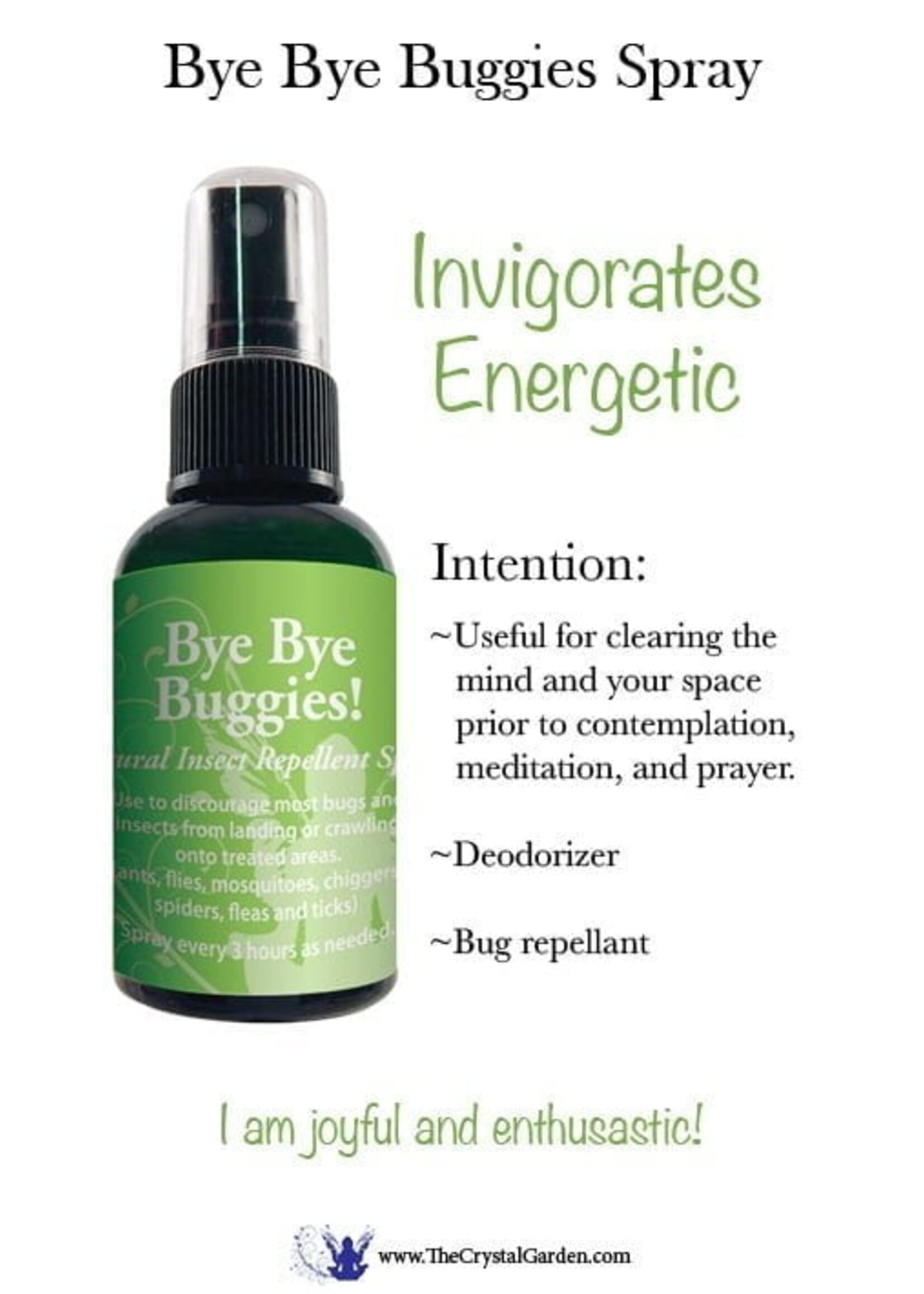 Crystal Garden Bye Bye Buggies Natural Insect Repellent | 2 oz