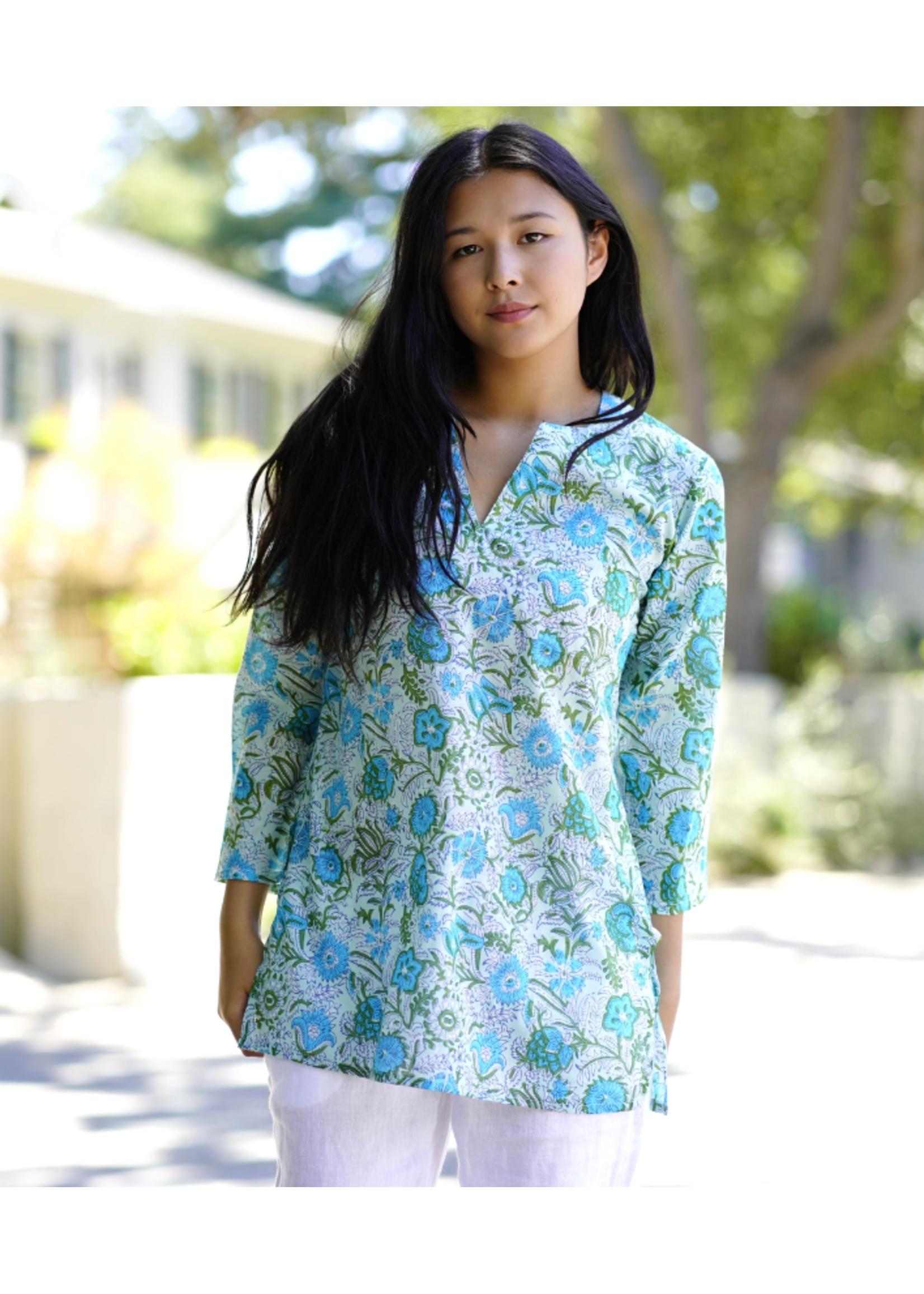 Dolma Romina Turquoise Sage Cotton Tunic