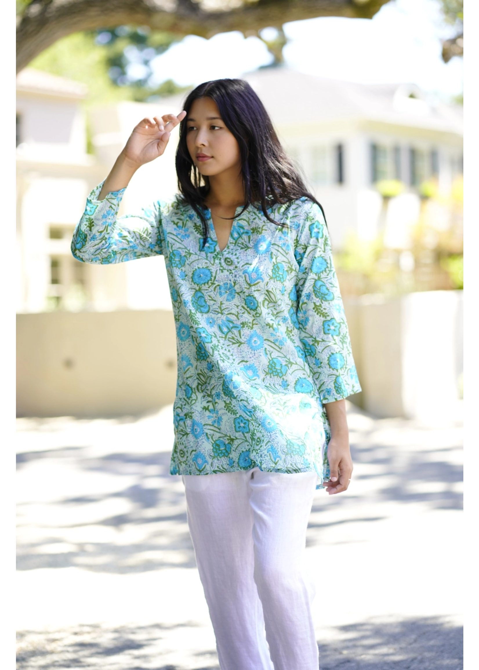Dolma Romina Turquoise Sage Cotton Tunic