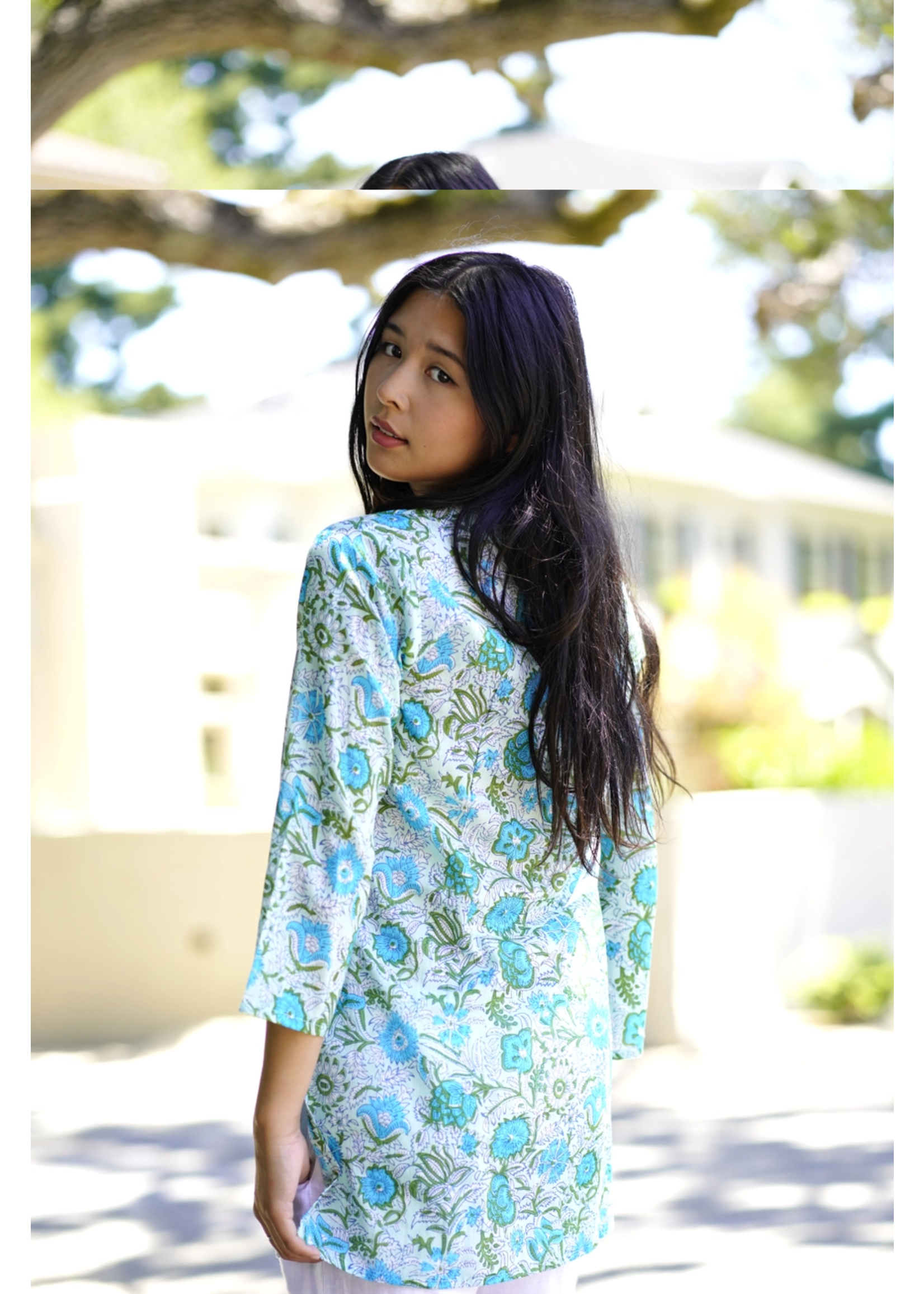 Dolma Romina Turquoise Sage Cotton Tunic