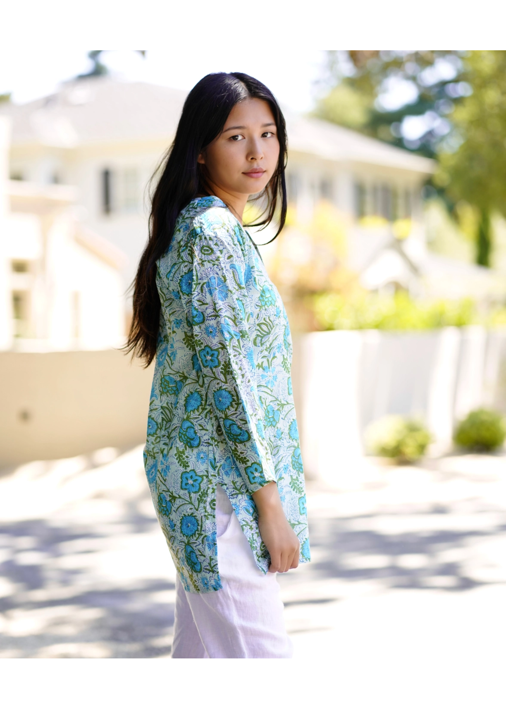 Dolma Romina Turquoise Sage Cotton Tunic