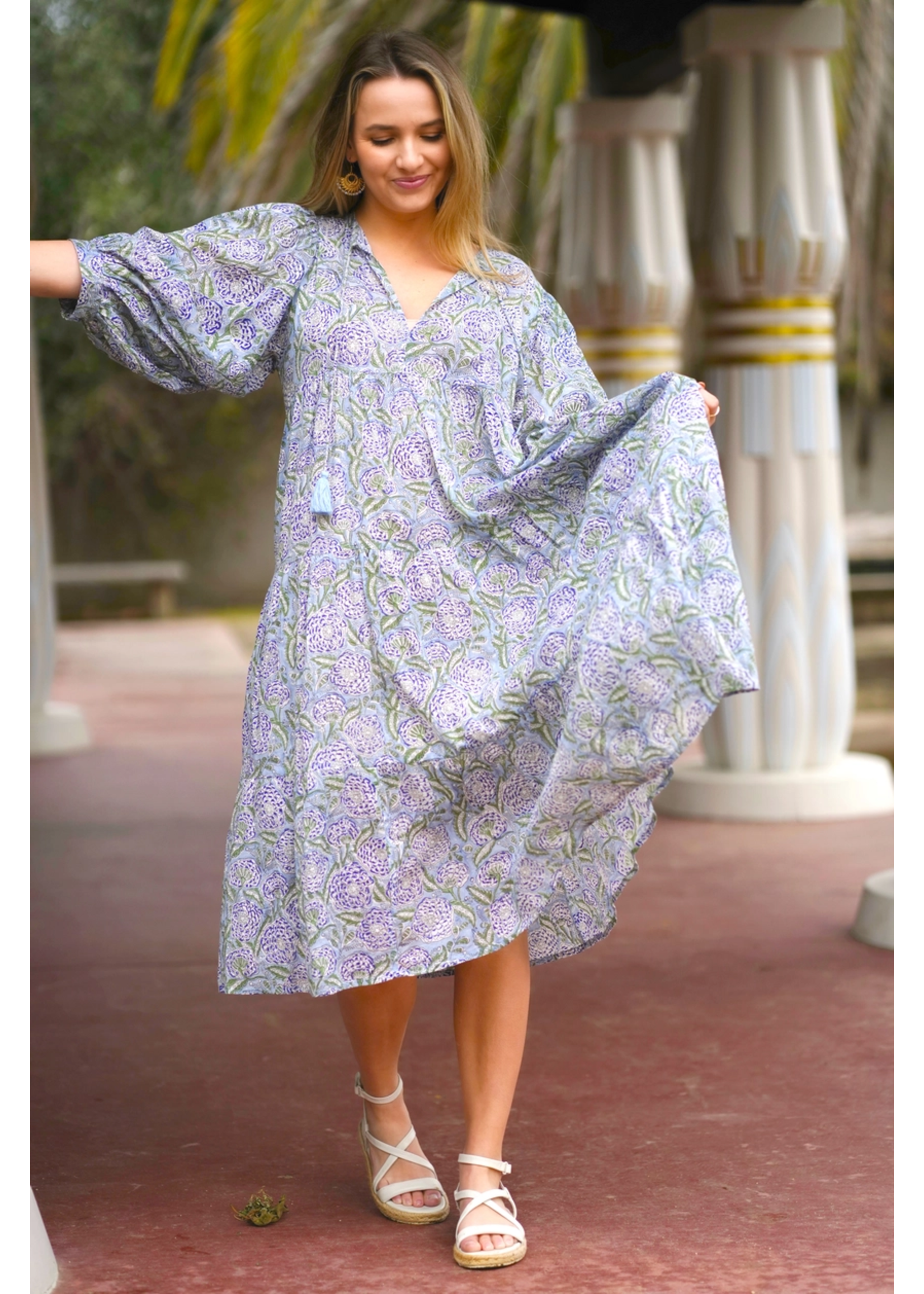 Dolma Mylah Midi Dress Olive & Navy