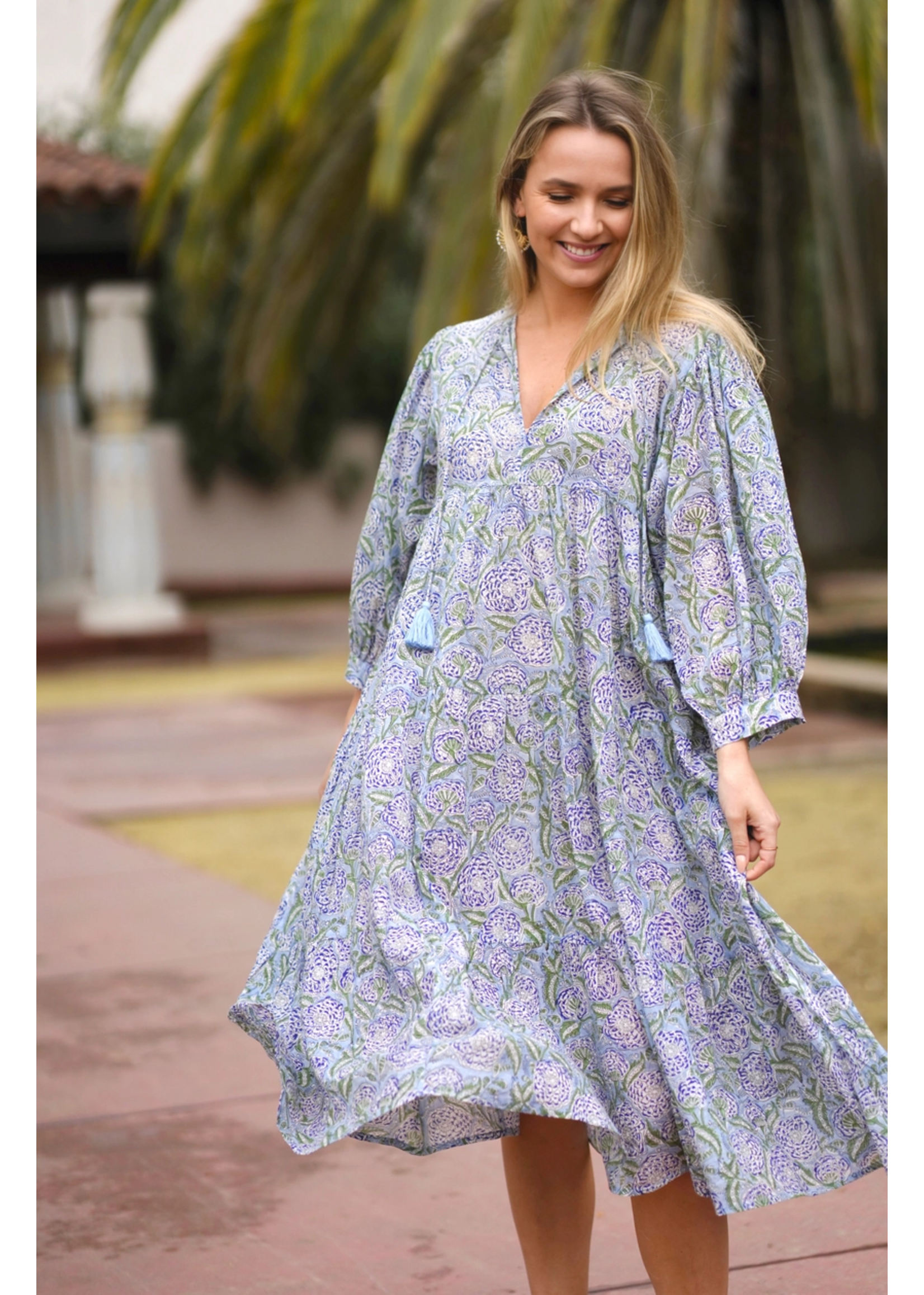 Dolma Mylah Midi Dress Olive & Navy