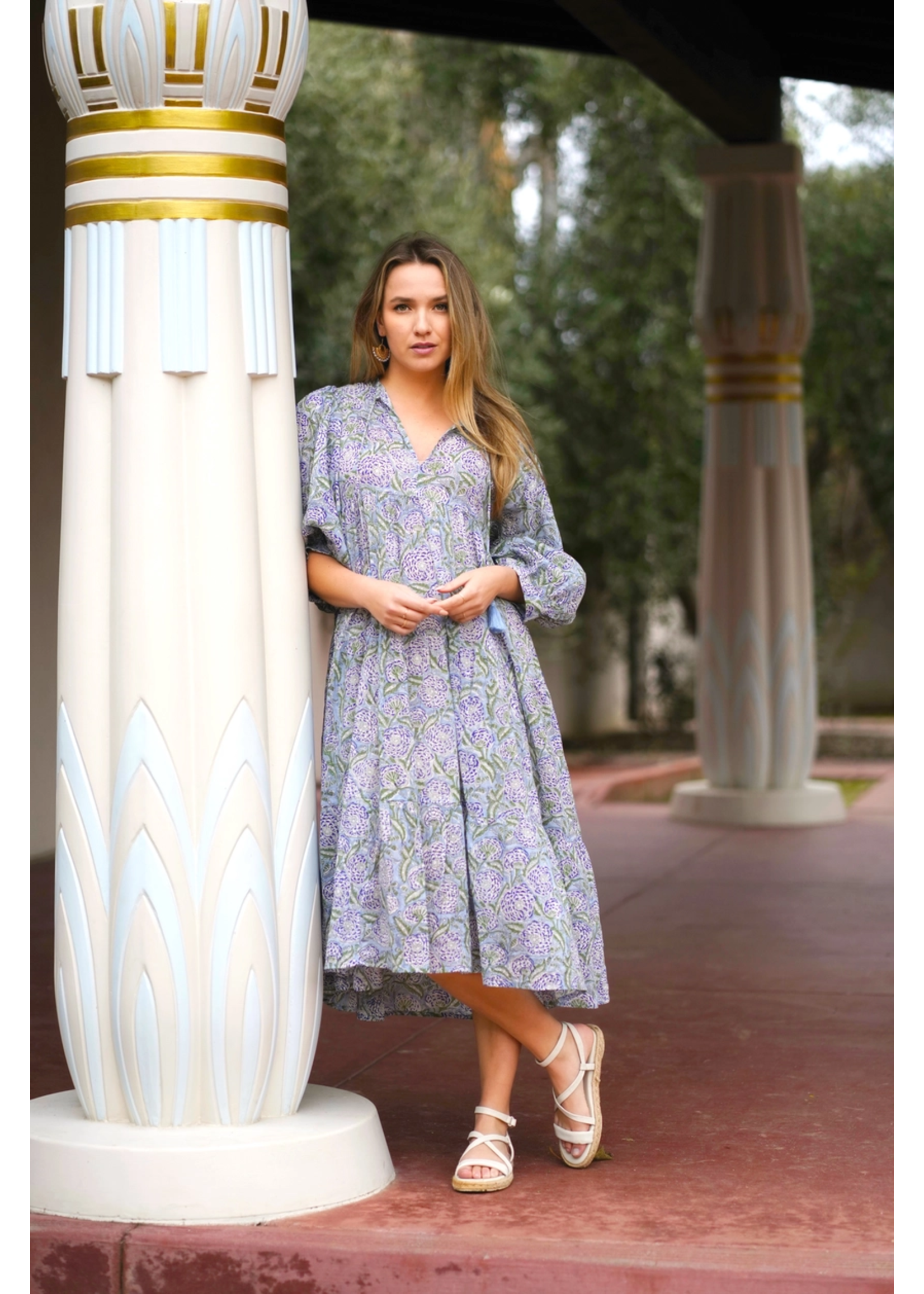 Dolma Mylah Midi Dress Olive & Navy