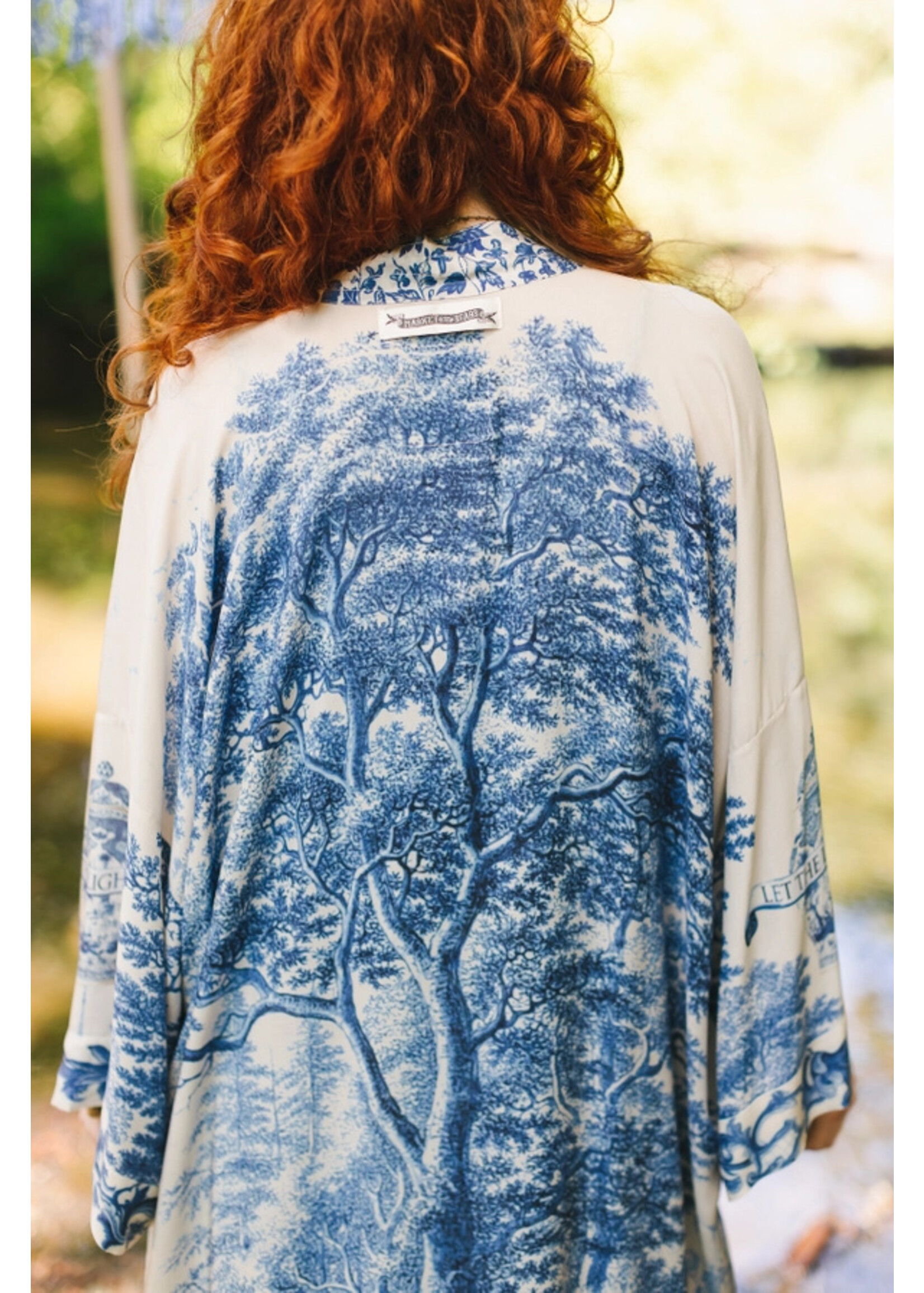 Market of Stars Let The Light In Opera Duster Bamboo Kimono Robe w/ Delft