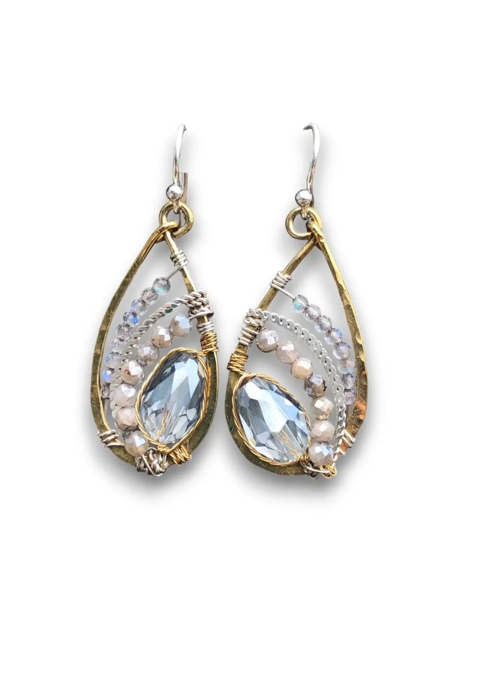 ABAM Earrings SS Rock Solid Crystal Drop w/Moonstone