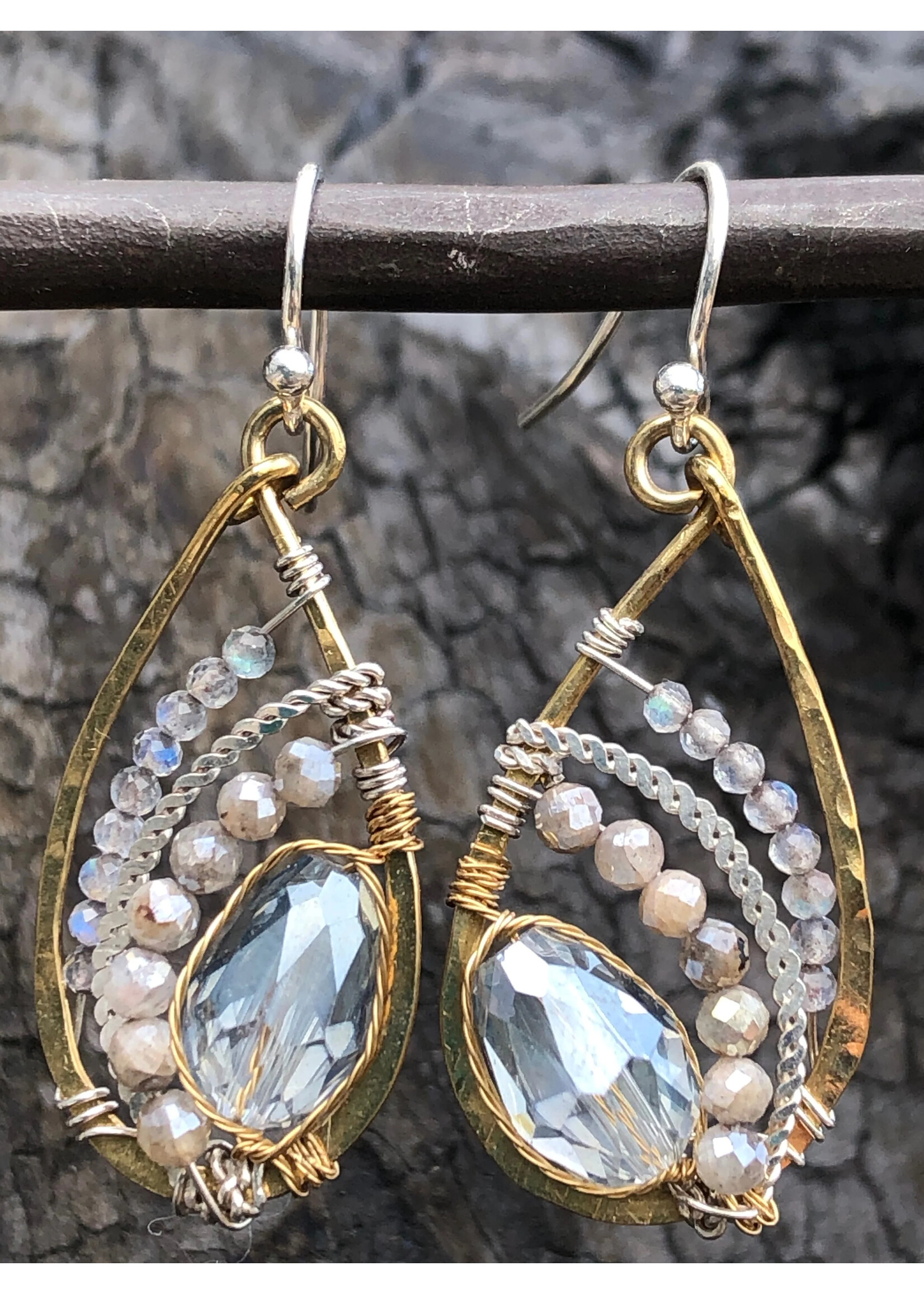 ABAM Earrings SS Rock Solid Crystal Drop w/Moonstone