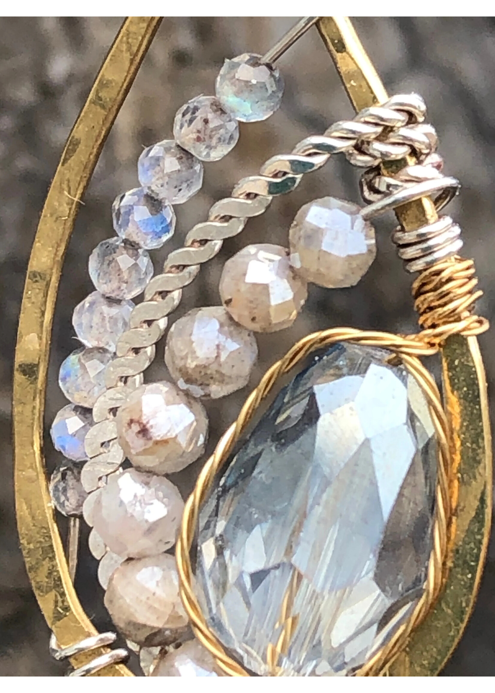 ABAM Earrings SS Rock Solid Crystal Drop w/Moonstone