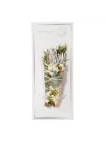 Smudge Wand Rosemary & Sage Floral with Quartz 6"
