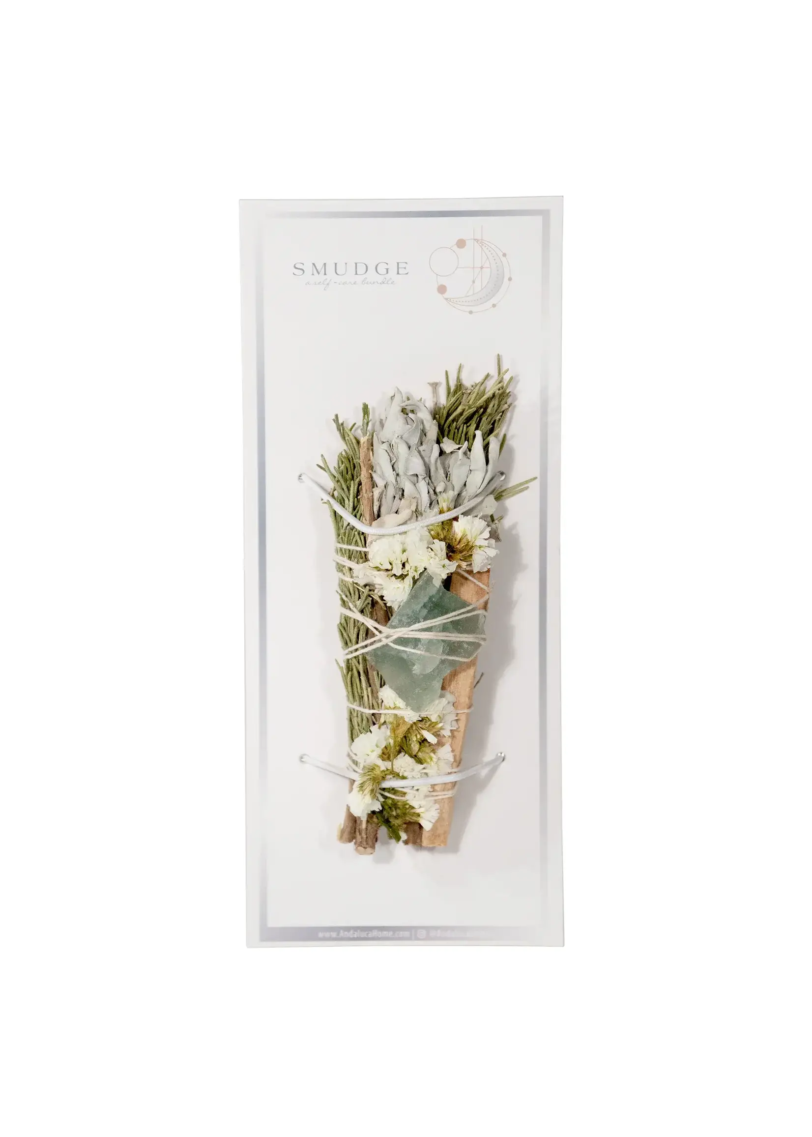 Smudge Wand Rosemary & Sage Floral with Quartz 6"
