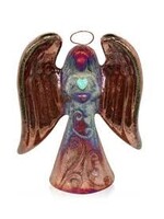 Raku Handmade Medium Angel Ornament w/Gemstone Heart