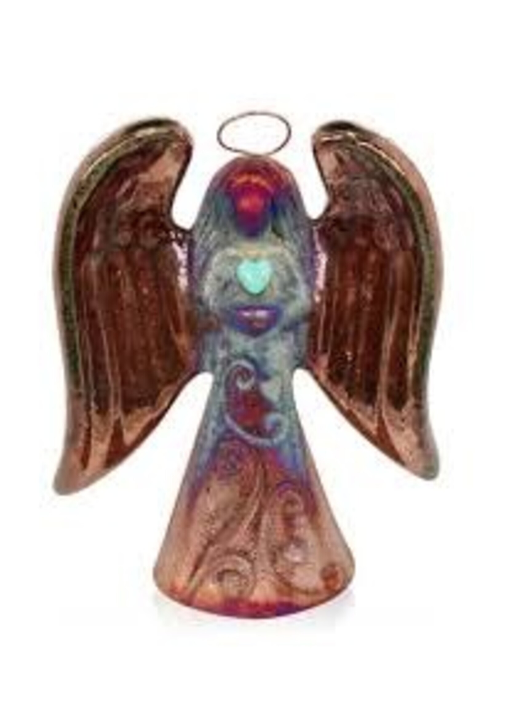 Raku Handmade Small Angel with Gemstone Heart