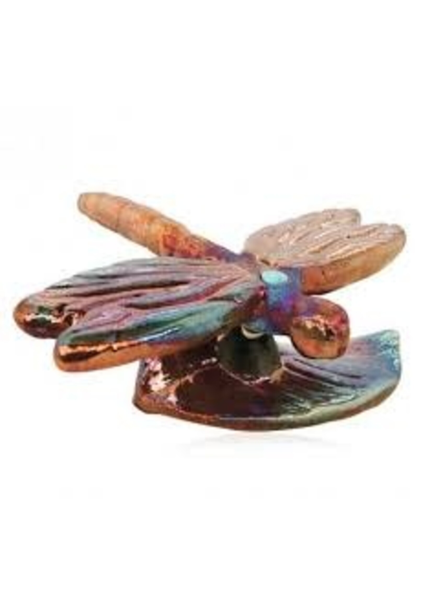 Raku Hand Made Dragonfly With Magnet 2 Piece Set