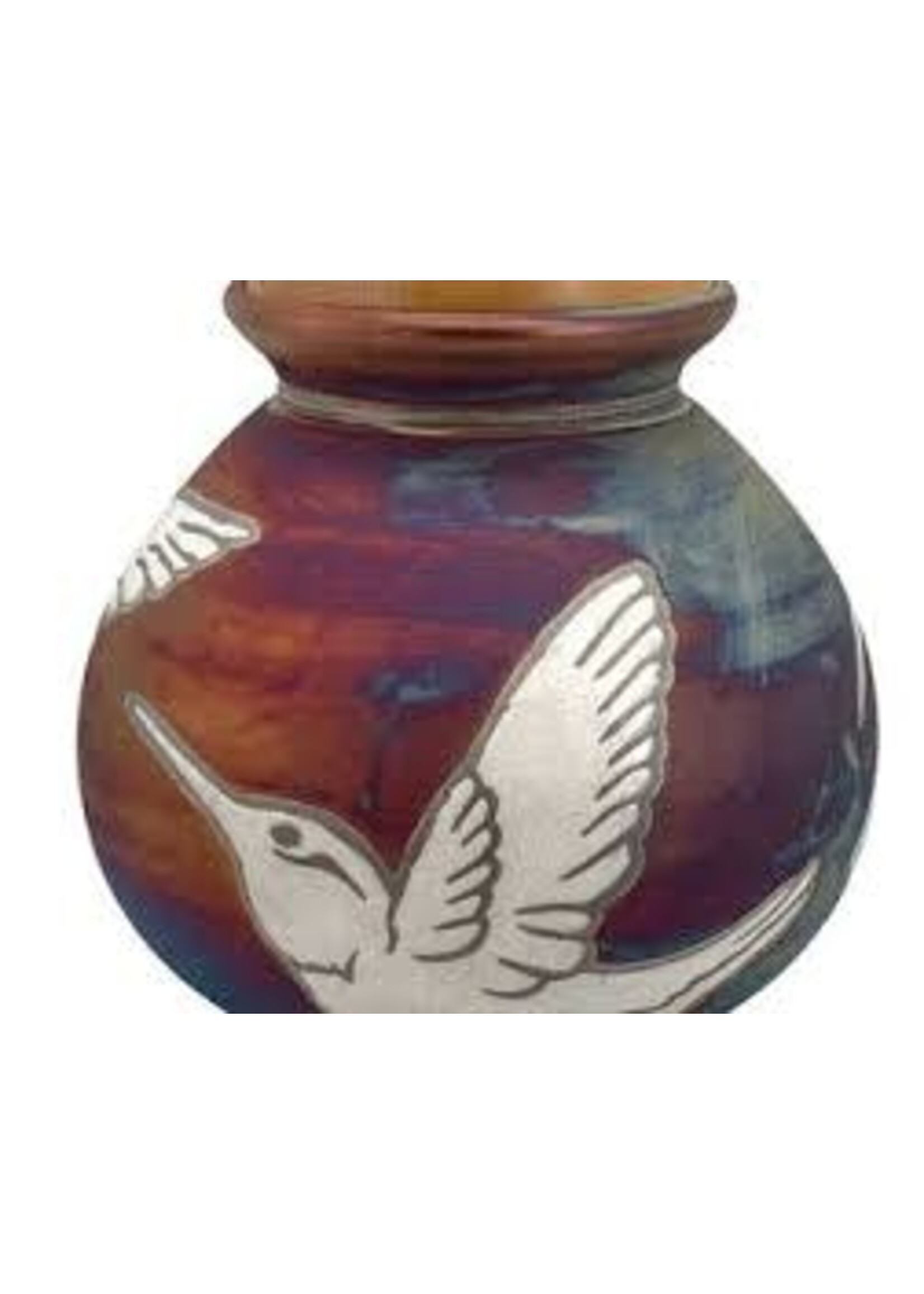 Raku Small Silhouette Vase Hummingbird