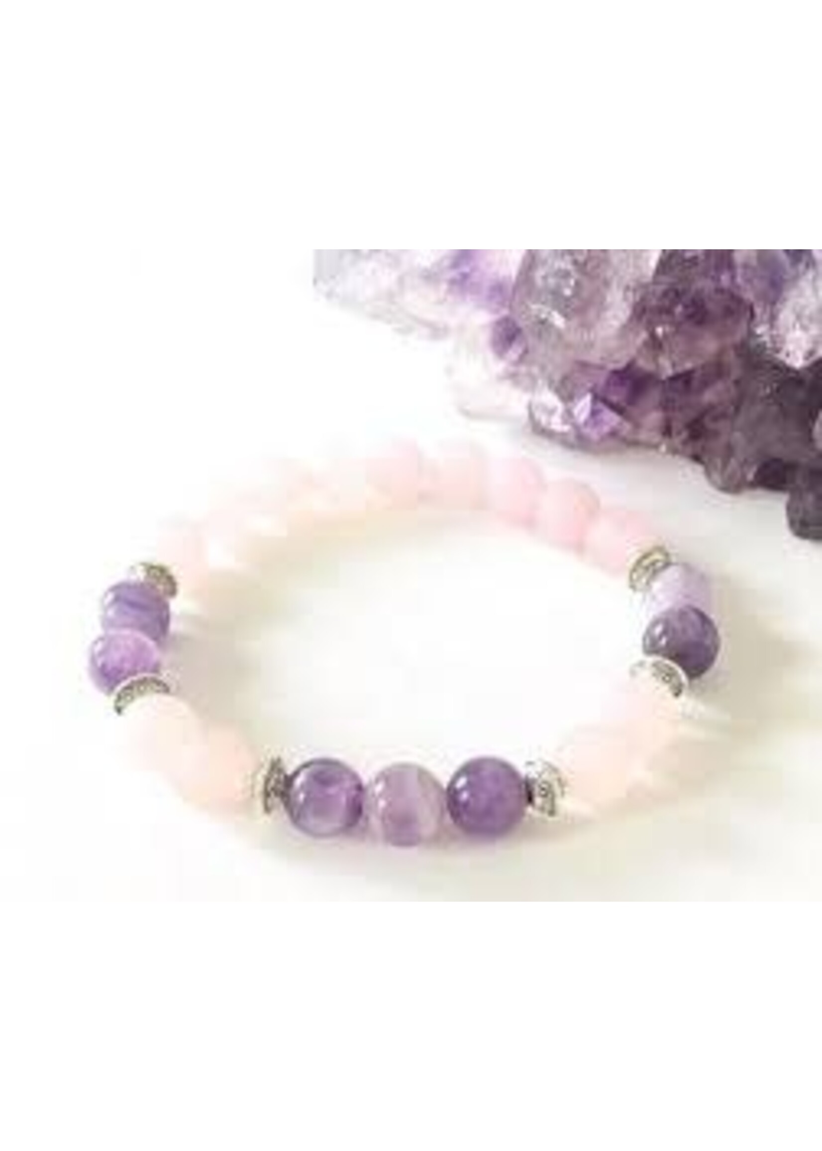 Bracelet 8mm Amethyst & Rose Quartz