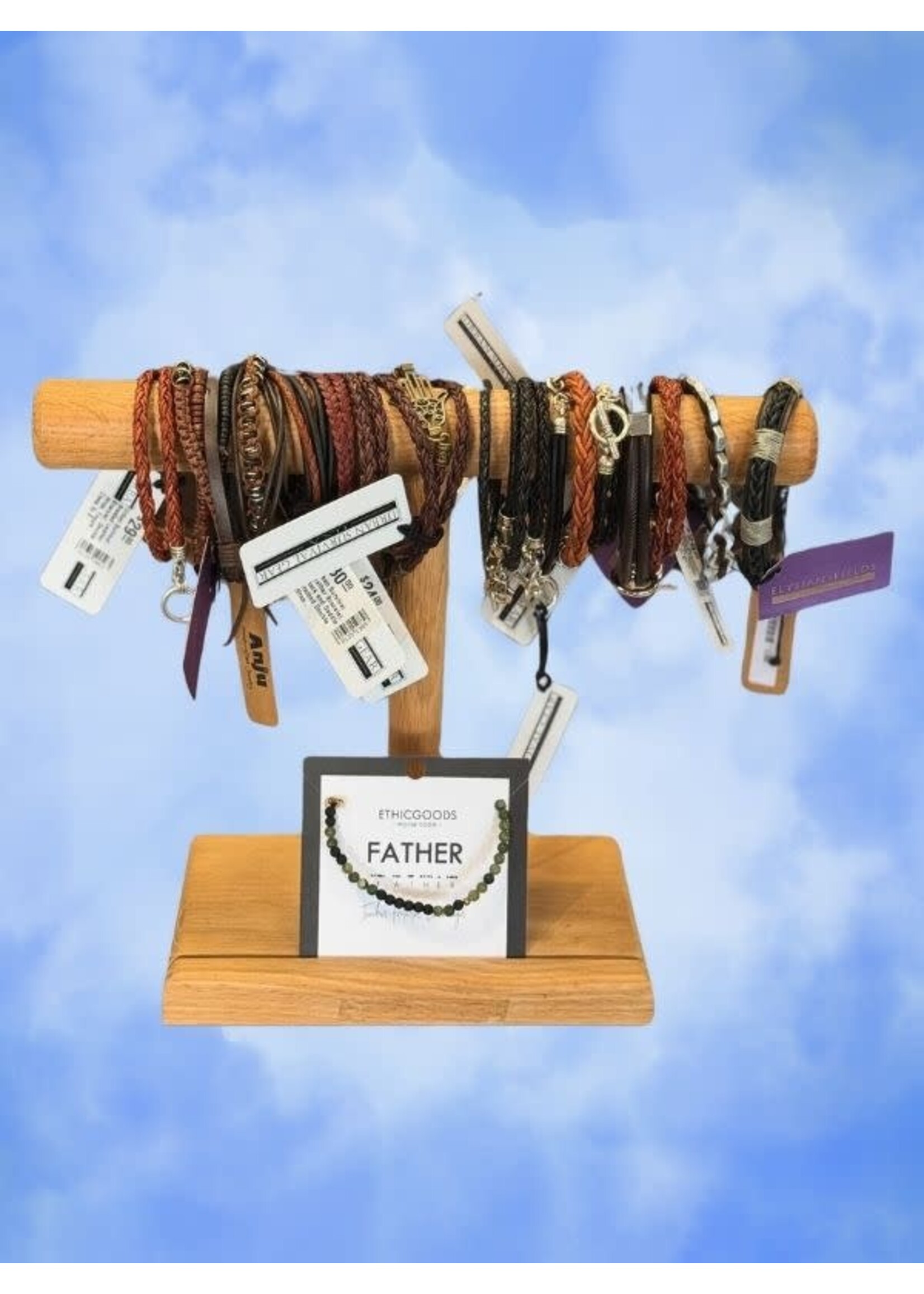 Anju Men's Brown Woven Black Beads Bracelet Set