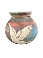 Raku Pottery Large Silhouette Vase Hummingbird