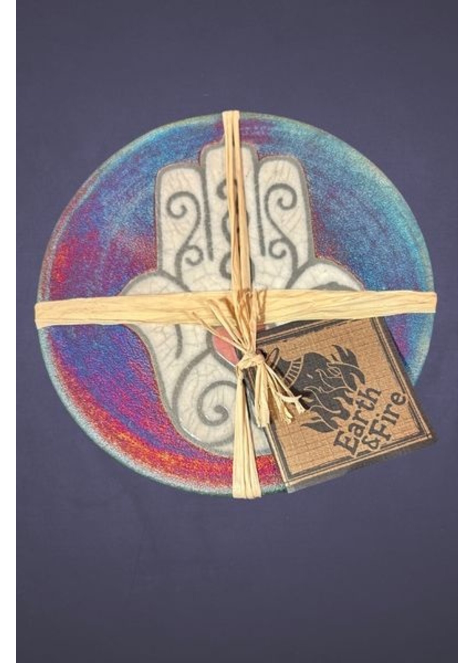 Raku Coasters Hamsa 2pk