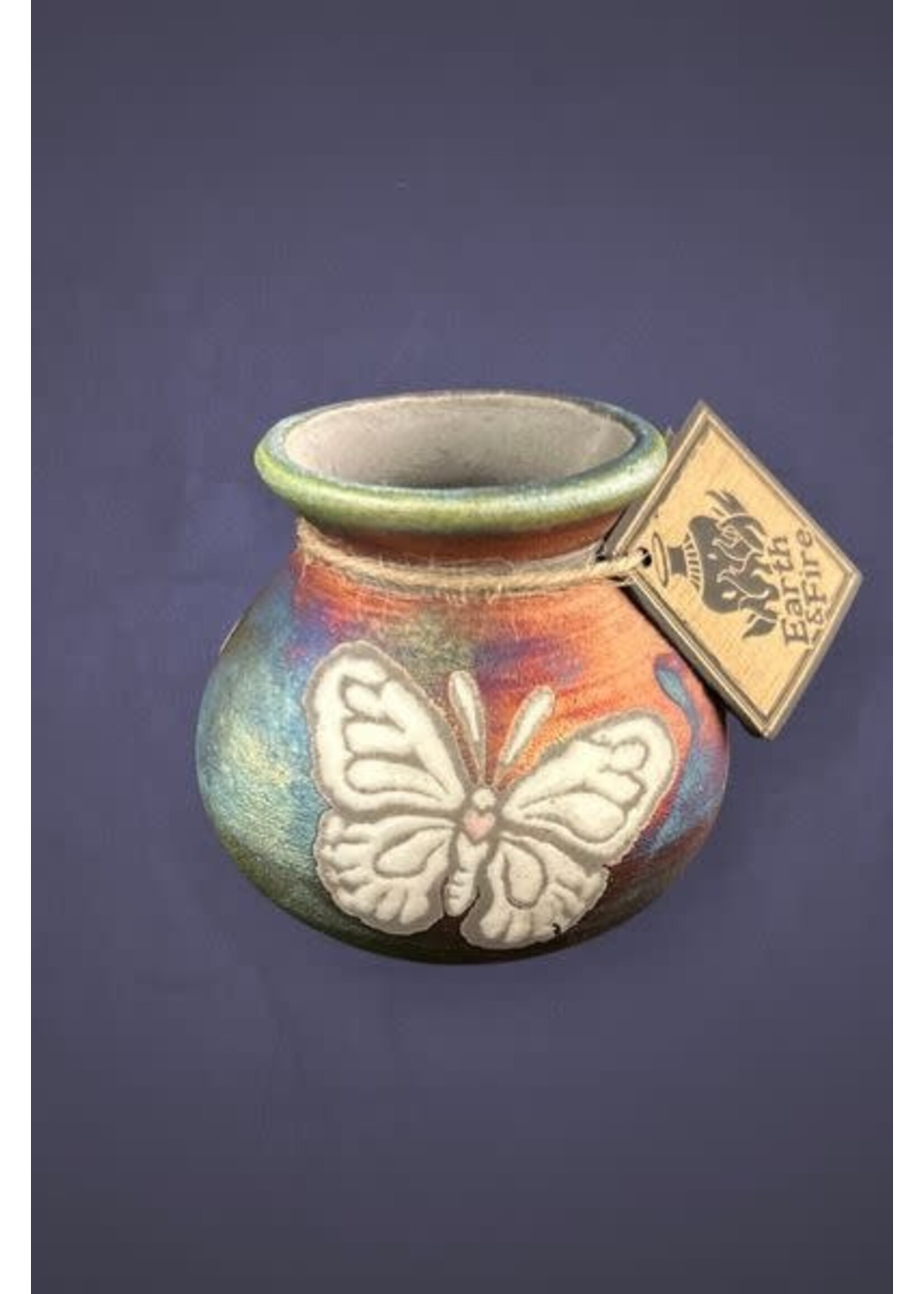 Raku Pottery Large Silhouette Vase Butterfly
