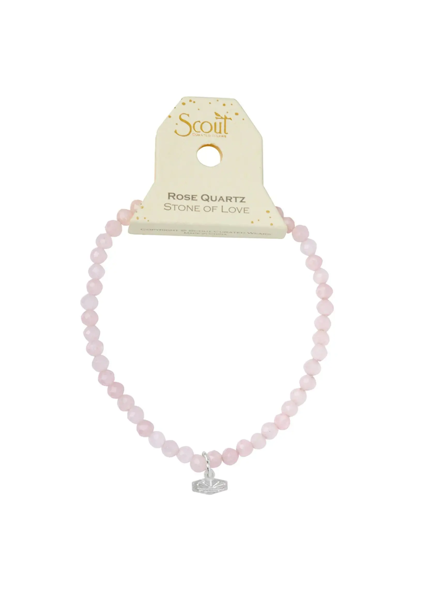 Scout Mini Faceted Rose Quartz/Silver Stacking Bracelet