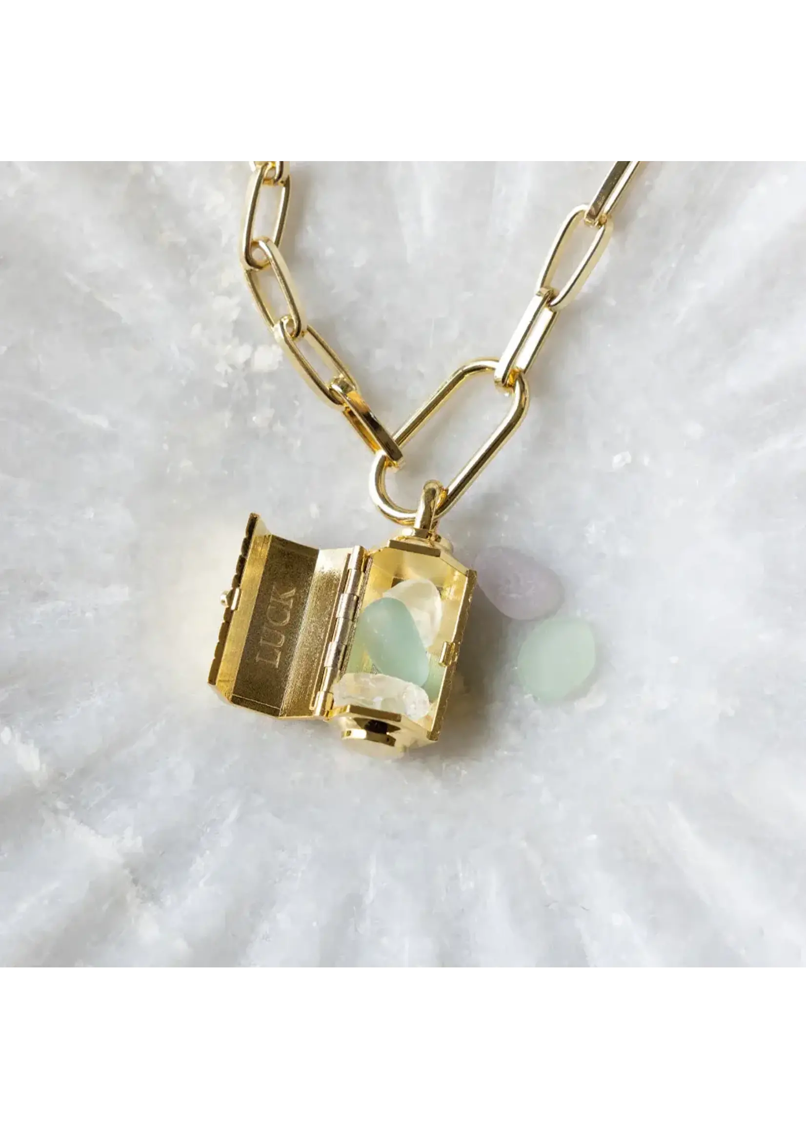 Scout Stella Locket Necklace - Peace/Aqua Terra/Silver