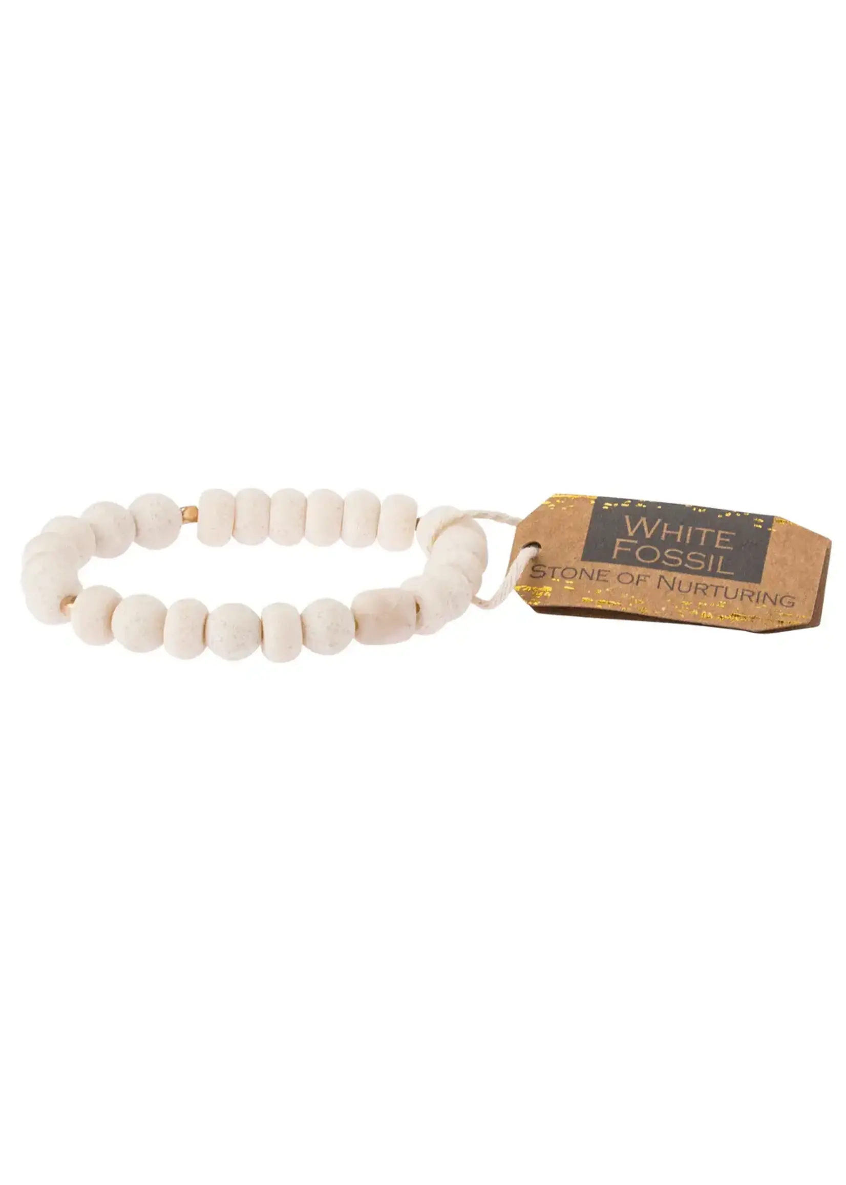 Stone Stacking Bracelet White Fossil