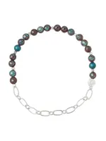 Mini Stone Blue Sky Jasper/Silver With Chain